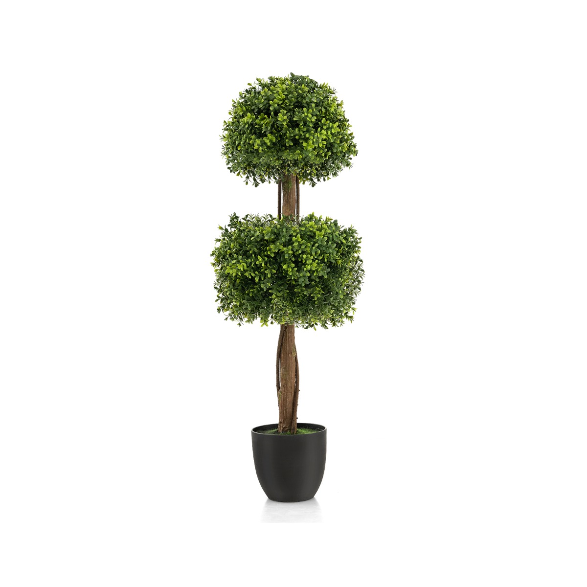 100cm Artificial Boxwood Topiary Ball Tree with Cement filled Plastic Pot - Savings Store