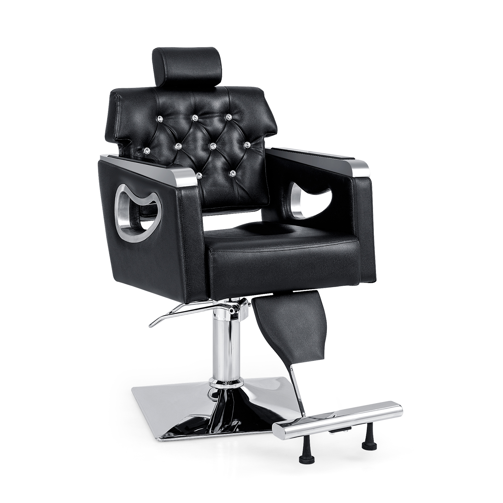 Adjustable Swivel Barber Chair with Padded Backrest-Black - Savings Store