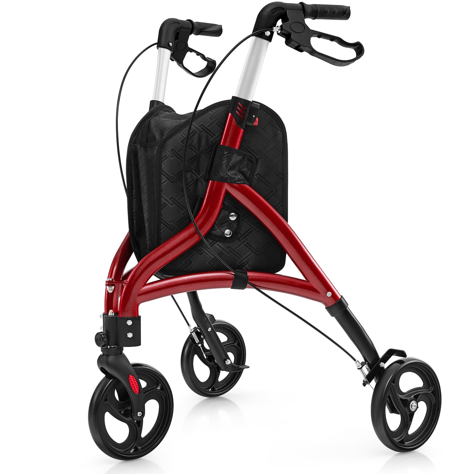 ENNOUL Walker for Seniors Foldable Rollator Walker with Lightweight Aluminum Frame-Red - Savings Store
