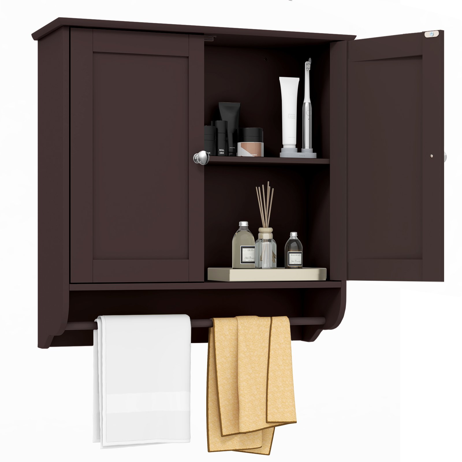 Bathroom Cabinet - Wall Mounted Bathroom Cabinet with Adjustable Shelf-Brown - Savings Store