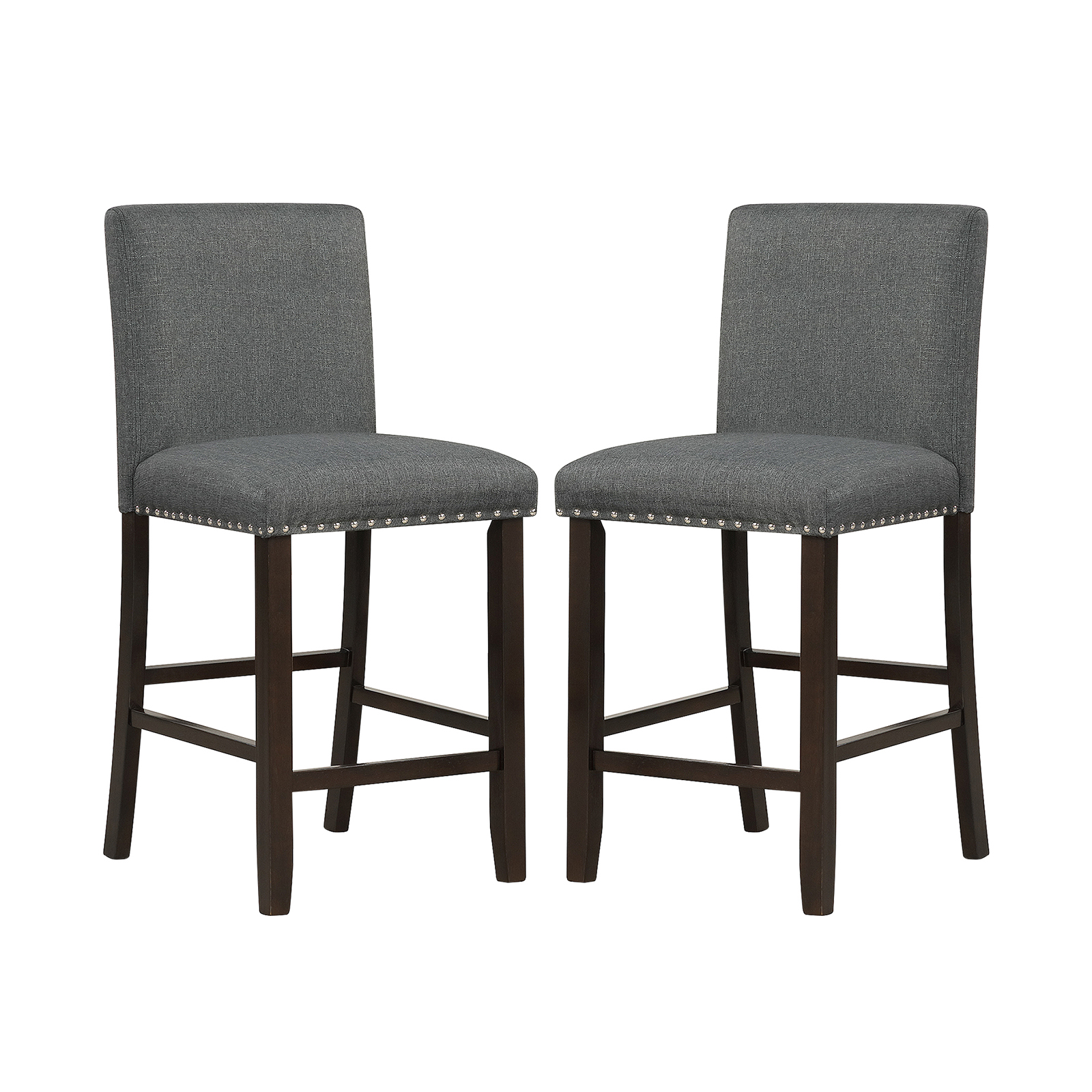 Upholstered Bar Stool Set of 2 for Dining Room Kitchen Restaurant-Grey - Savings Store