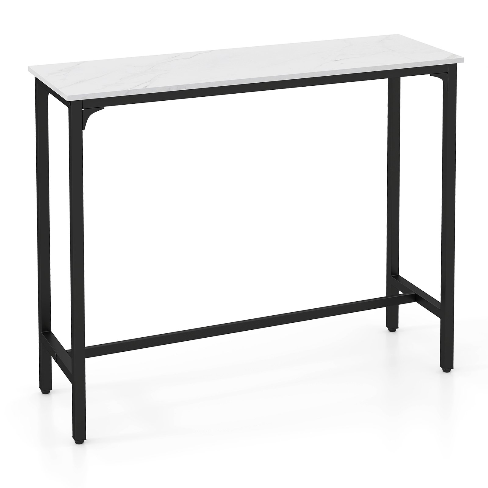 LYVE Counter Height Bar Table with Steel Frame and Footrest-White - Savings Store