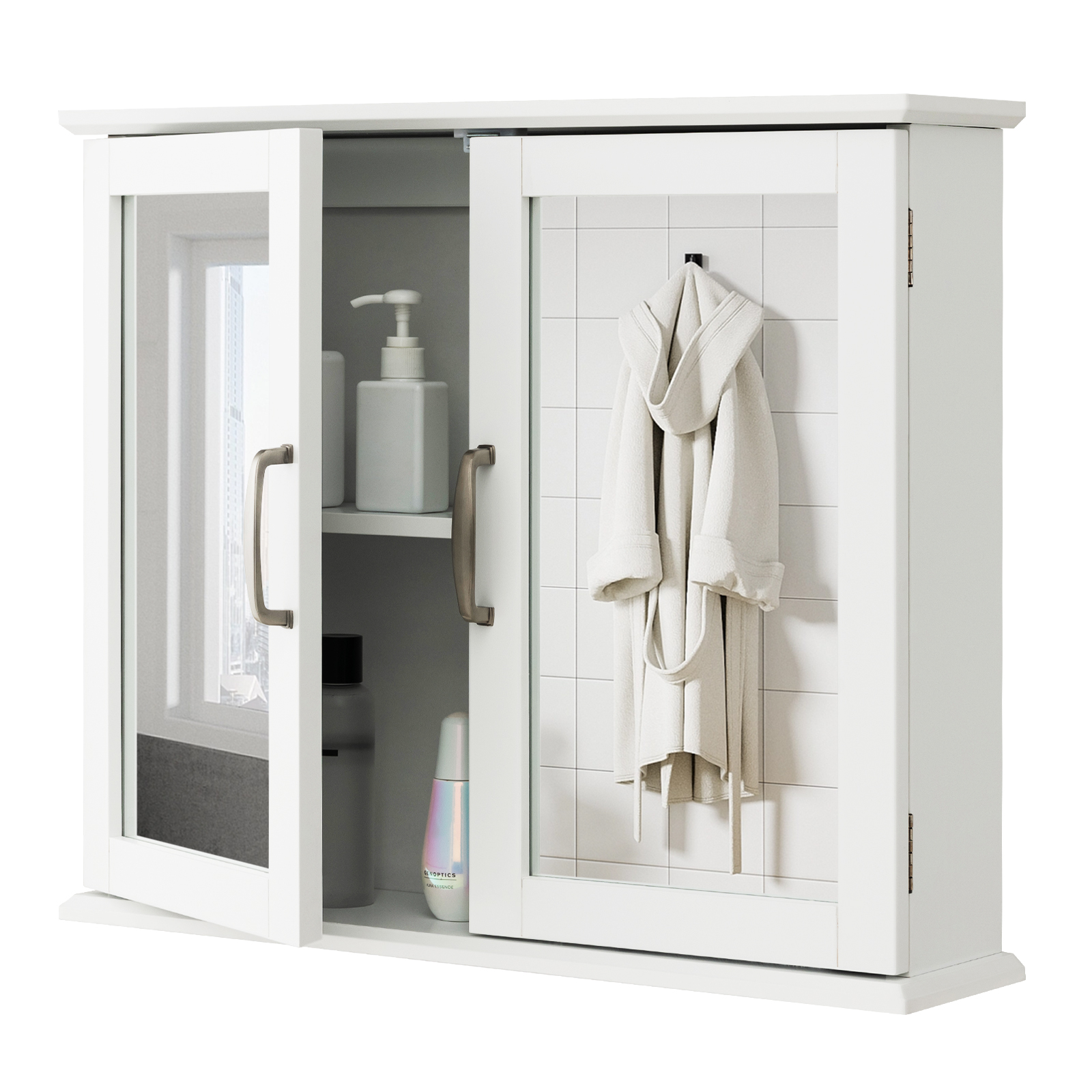 Wall-mounted Bathroom Mirror Cabinet for Bathroom Living Room-White - Savings Store