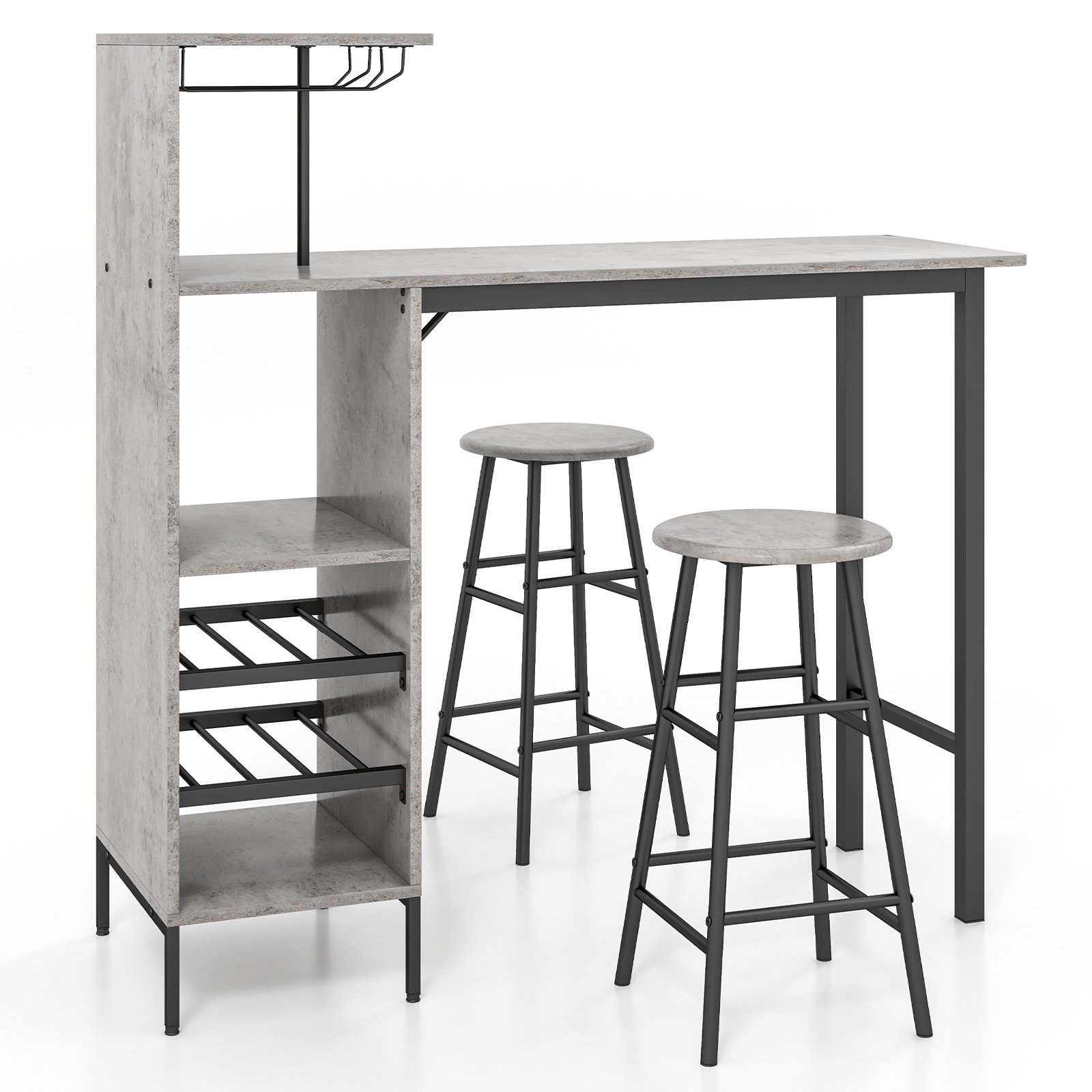 Dining Table Set - Counter Height Dining Table Set for Bistro Living Room-Grey - Savings Store