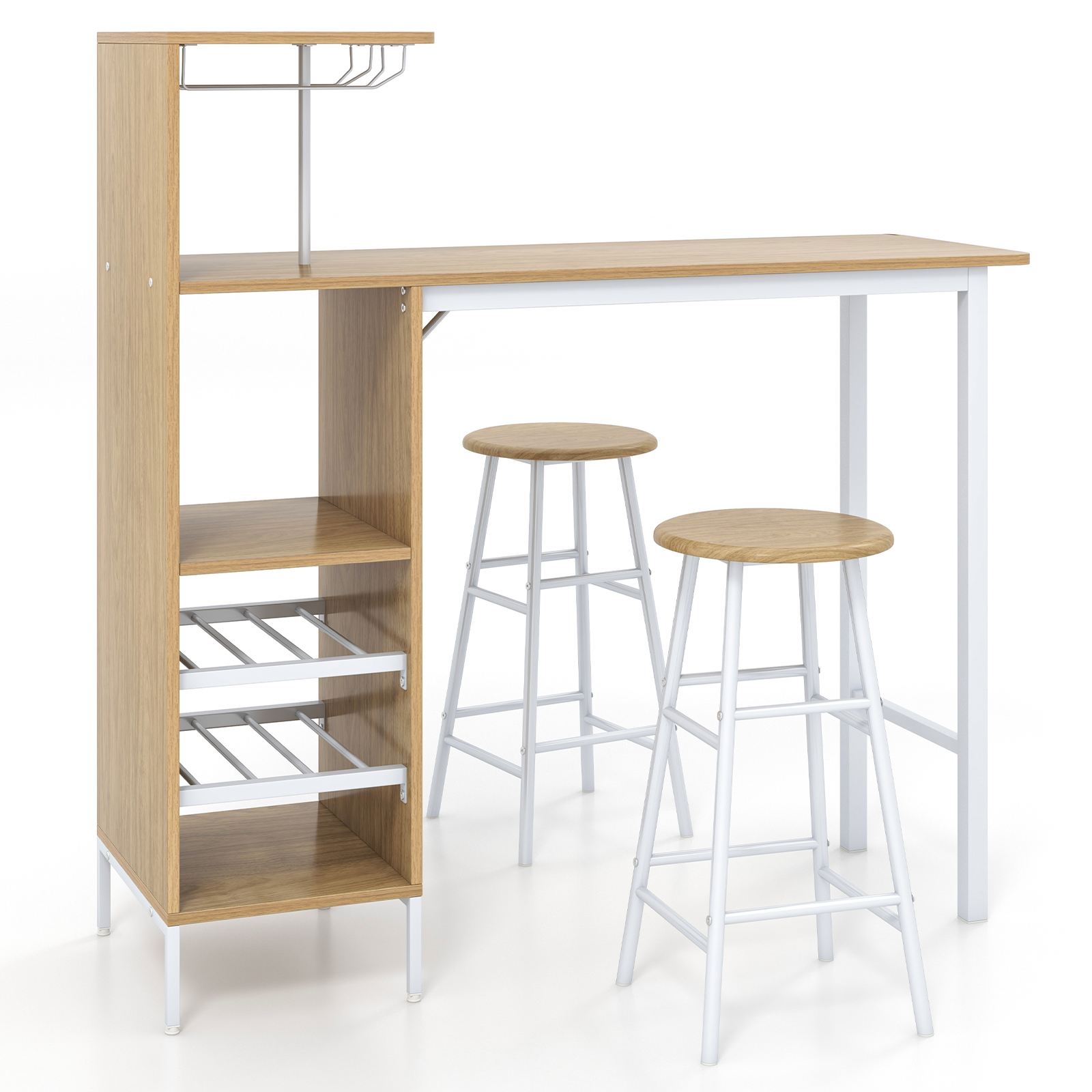 Counter Height Dining Table Set for Bistro Living Room-Natural - Savings Store