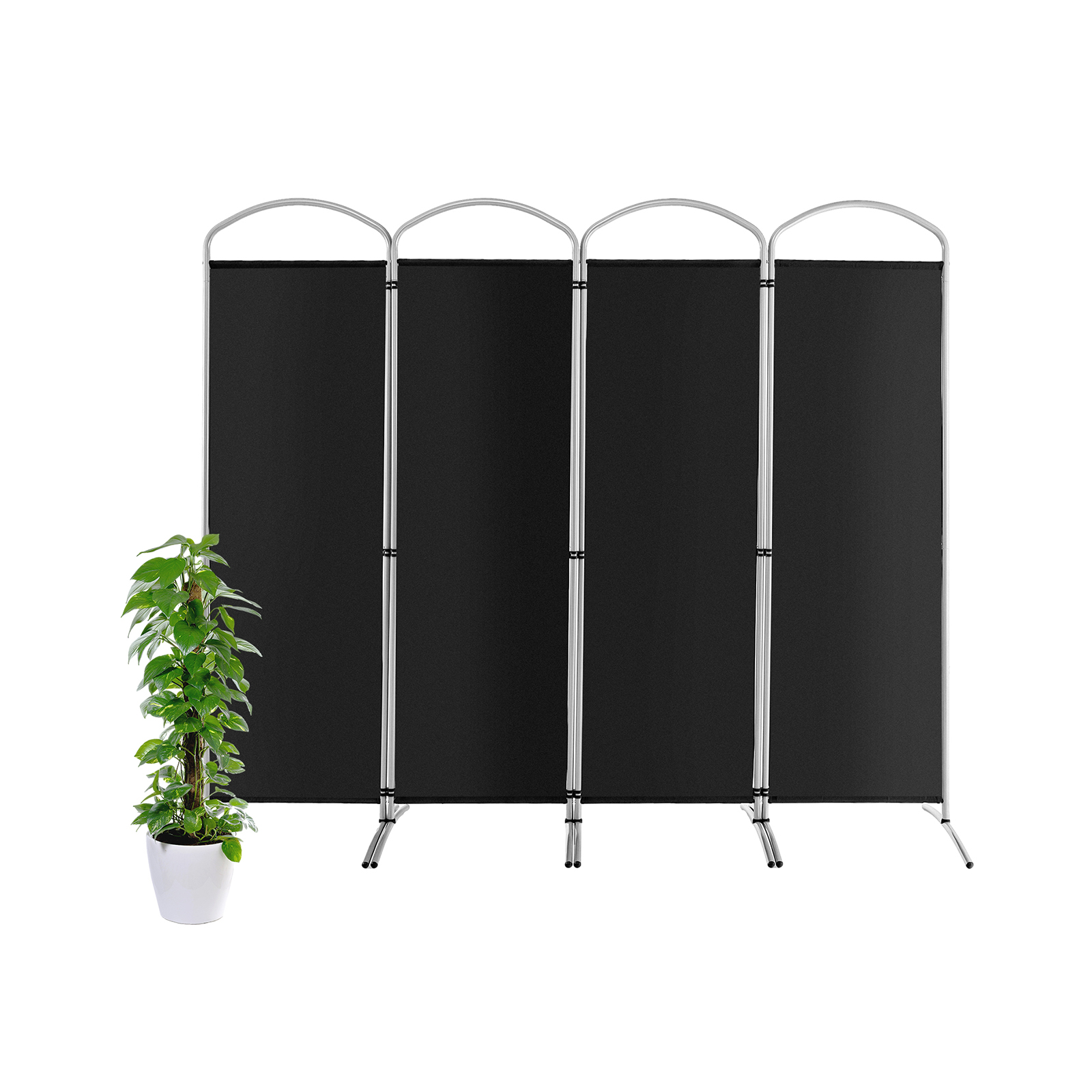 4 Panel Freestanding Folding Room Divider for Living Room Office-Black - Savings Store