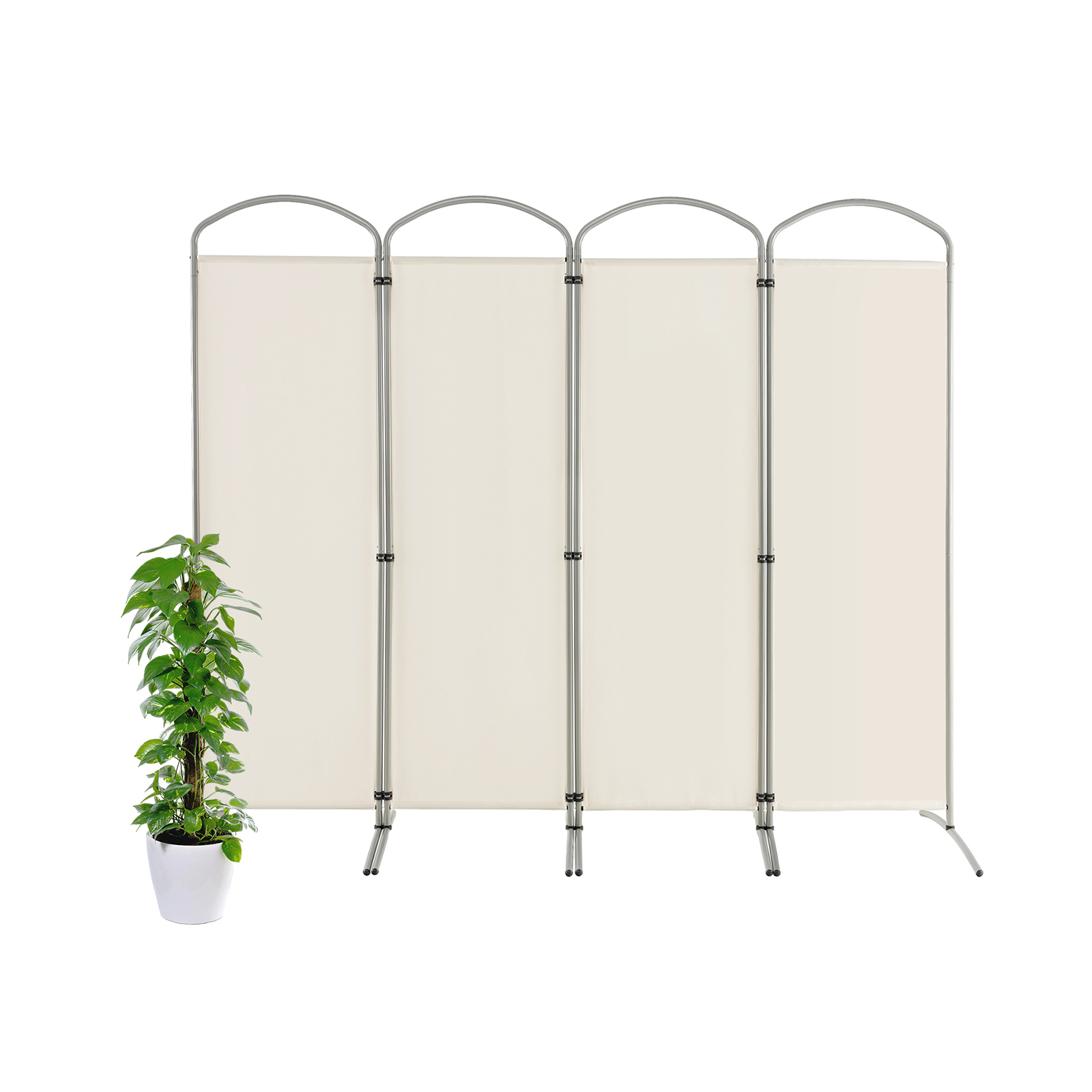4 Panel Freestanding Folding Room Divider for Living Room Office-White - Savings Store