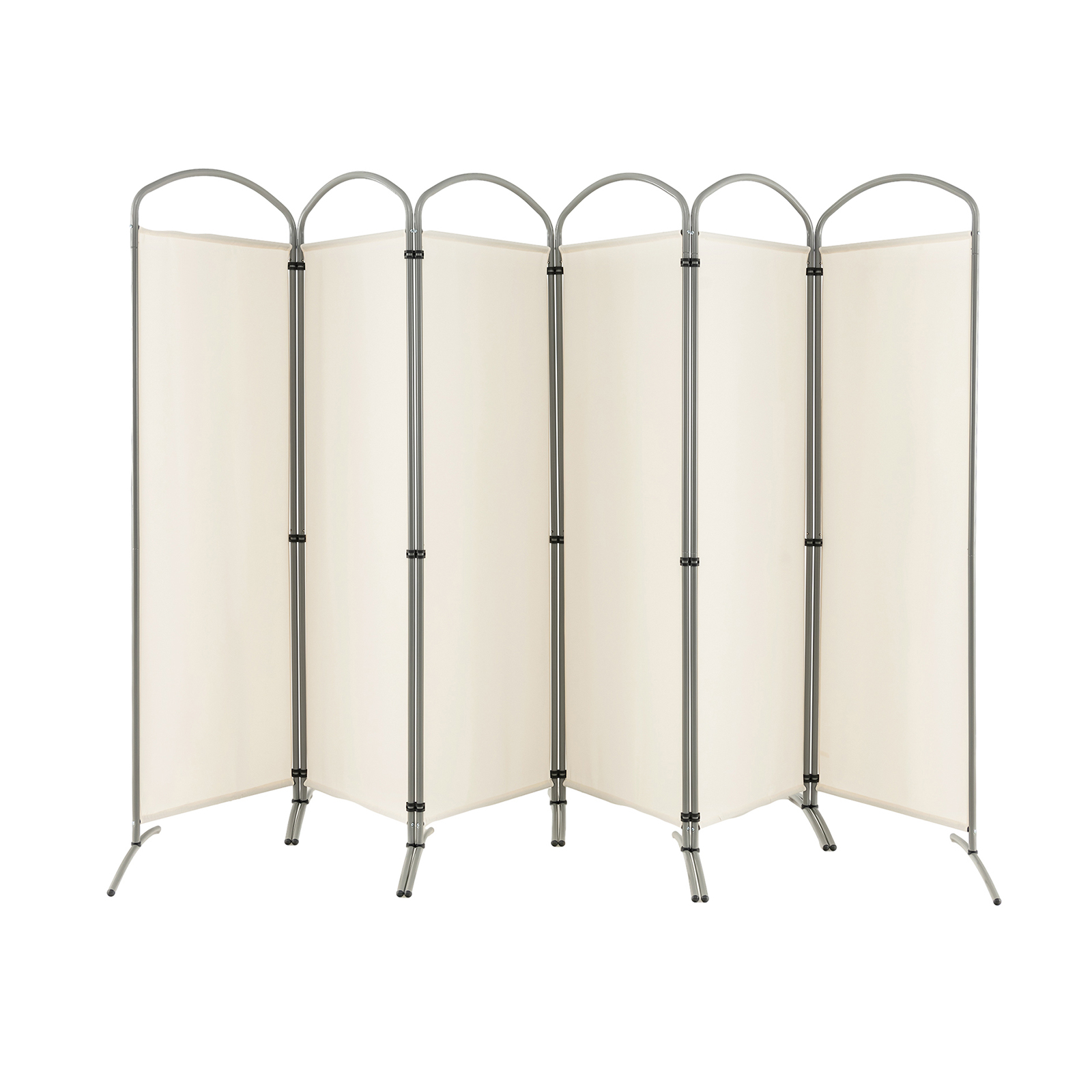 6 Panel Freestanding Folding Room Divider for Home Office-Cream - Savings Store