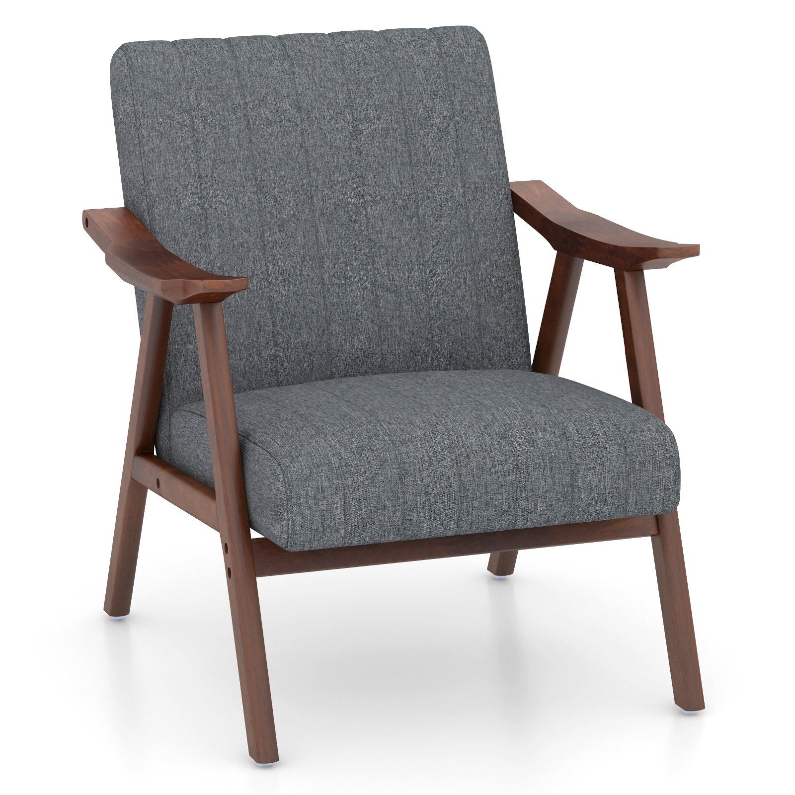 Sofa Chair - Modern Accent Chair with Armrests and Rubber Wood Frame-Light Grey - Savings Store
