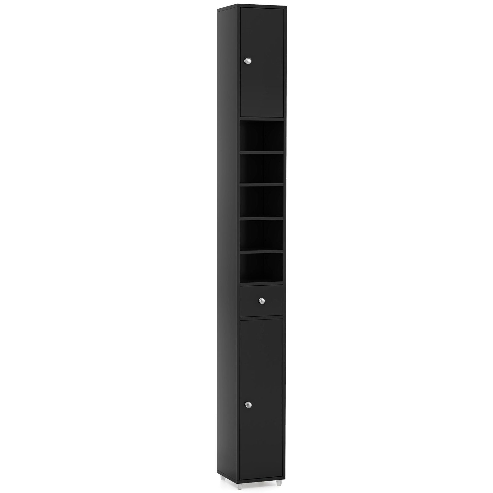 180CM Tall Freestanding Bathroom Cabinet with 2 Doors and 1 Drawer-Black - Savings Store