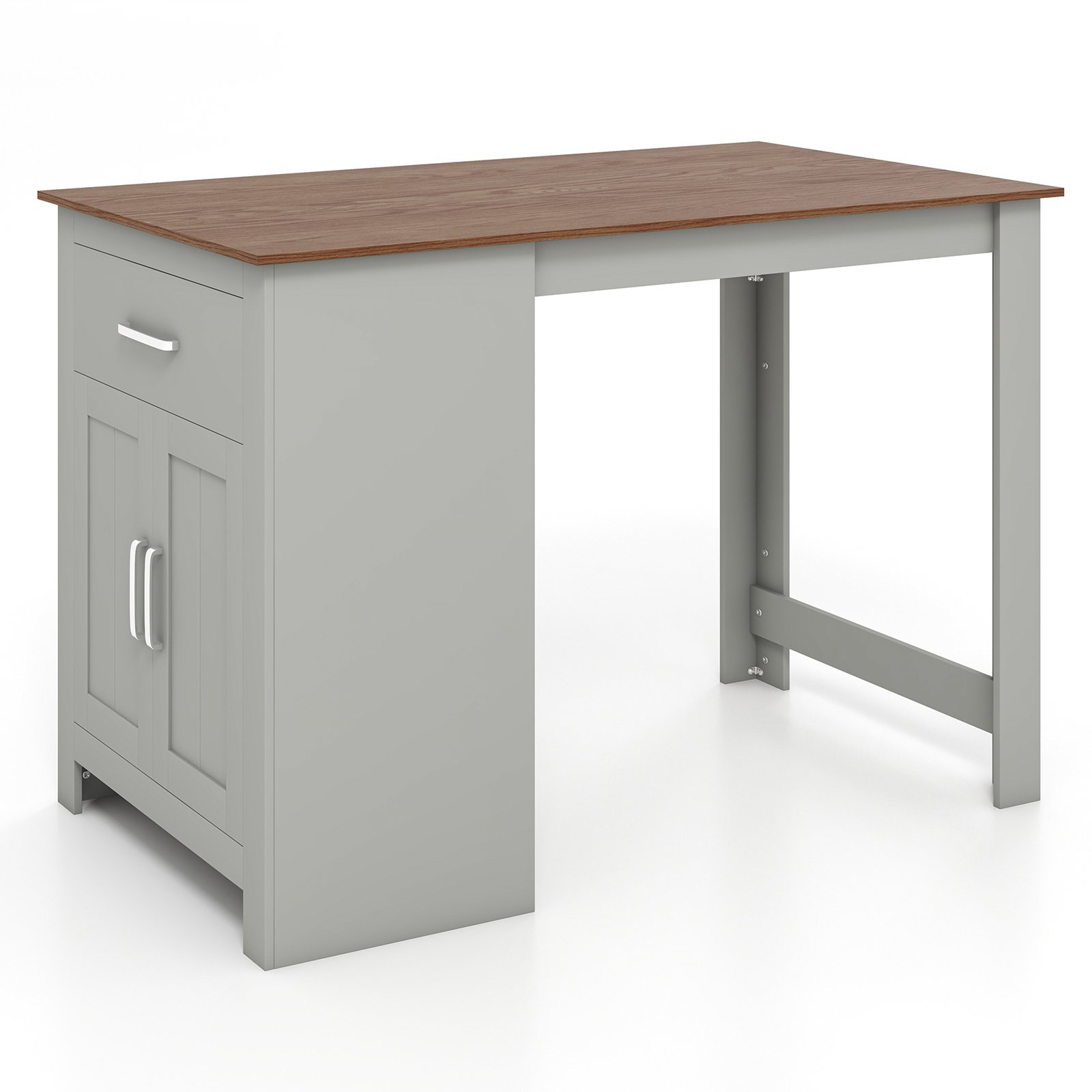 Dining Table - Counter Height Table with Storage Rectangular Pub Dining Table-Grey - Savings Store