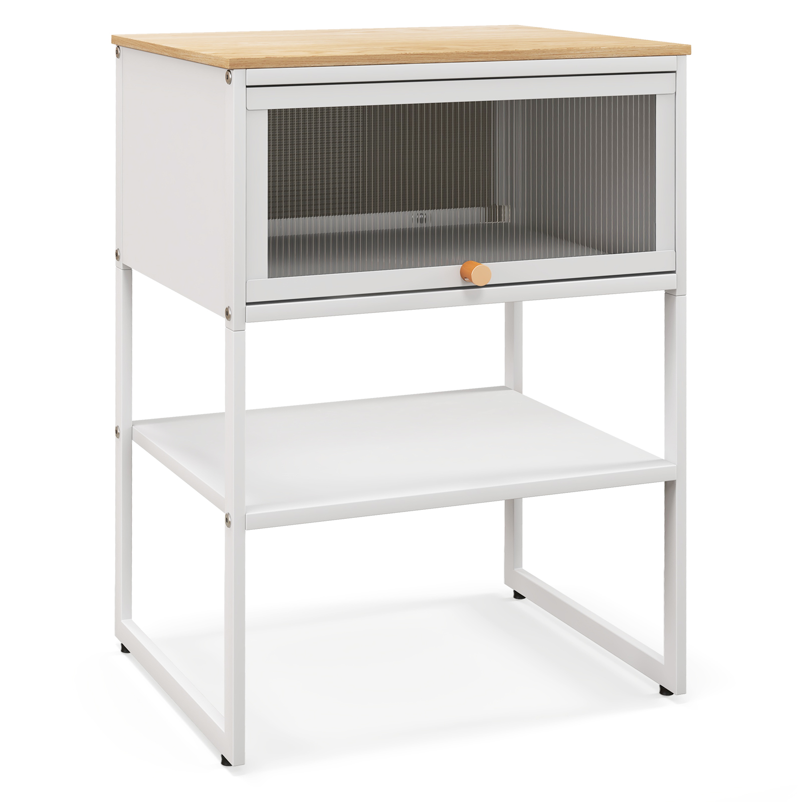3-Tier Side Table with Storage Shelf for Living Room and Bedroom-White - Savings Store
