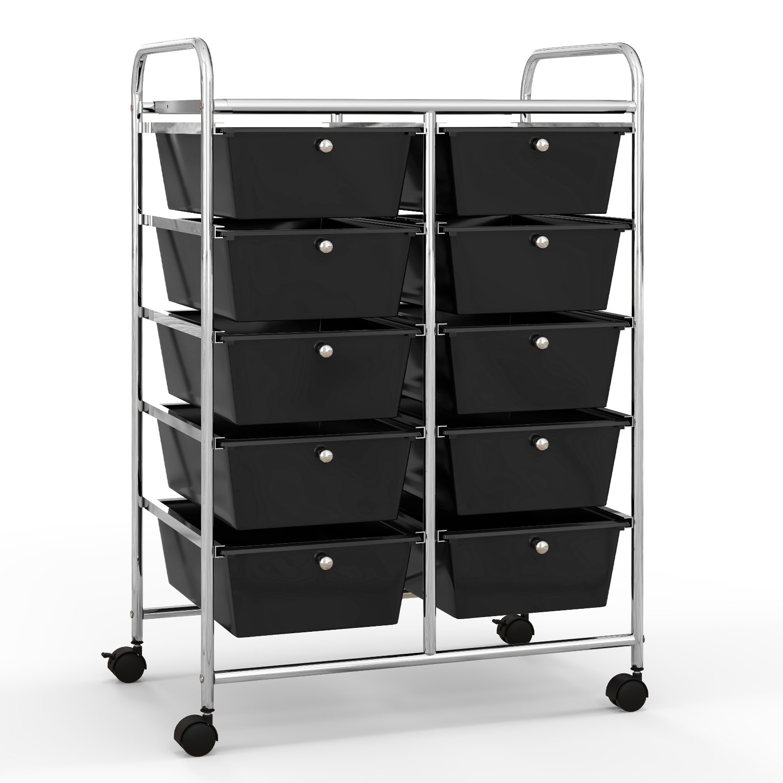 File Cabinet - Storage Rolling Cart with 10-Drawer for Tools Scrapbook Paper Organising-Black - Savings Store