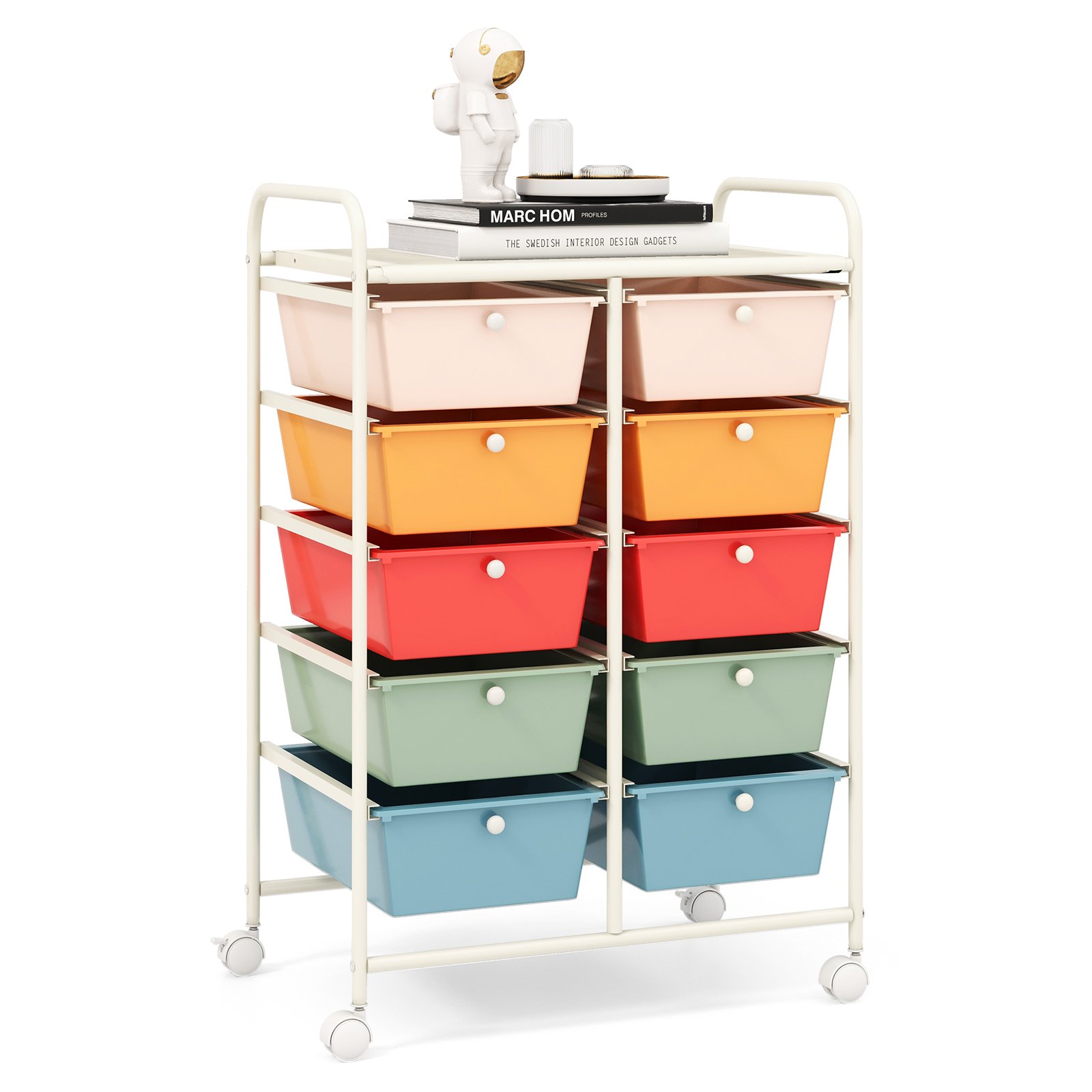 File Cabinet - Storage Rolling Cart with 10-Drawer for Tools Scrapbook Paper Organising-Colourful - Savings Store