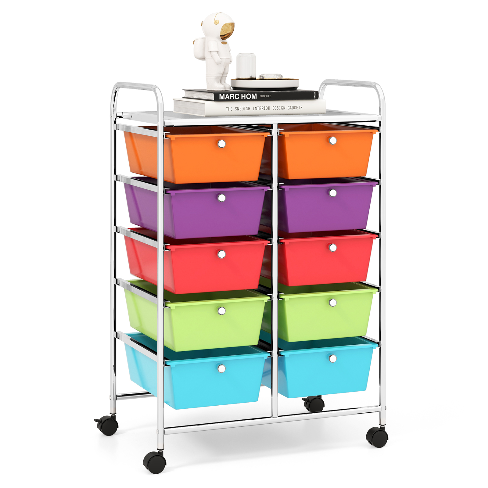 Storage Rolling Cart with 10-Drawer for Tools Scrapbook Paper Organising-Multicolor - Savings Store