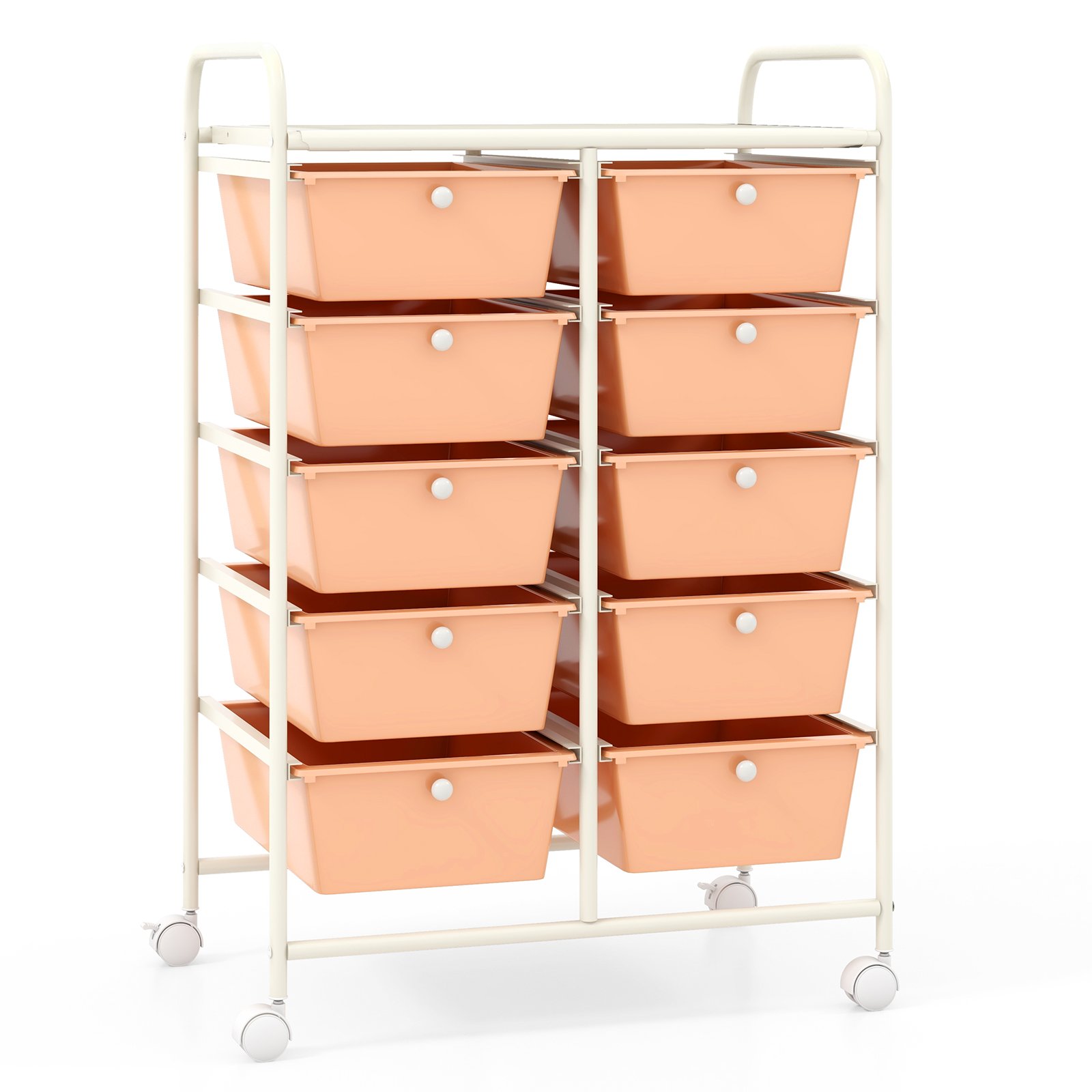ENELZE Storage Rolling Cart with 10-Drawer for Tools Scrapbook Paper Organising-Soft Peach - Savings Store