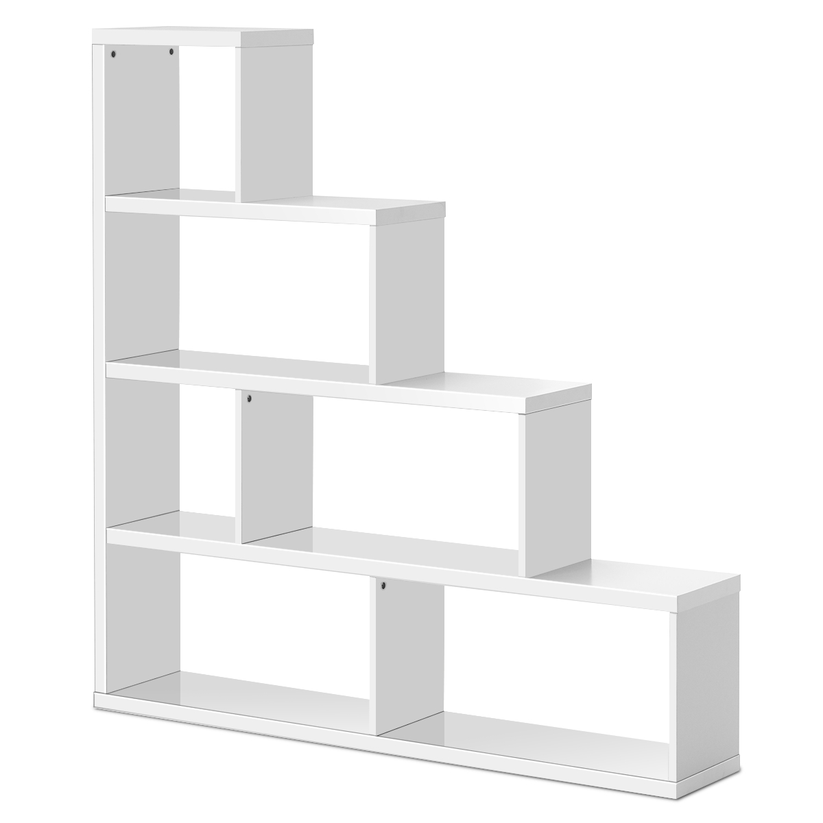 6-Cube Ladder Bookcase for Living Room Study Office-White - Savings Store