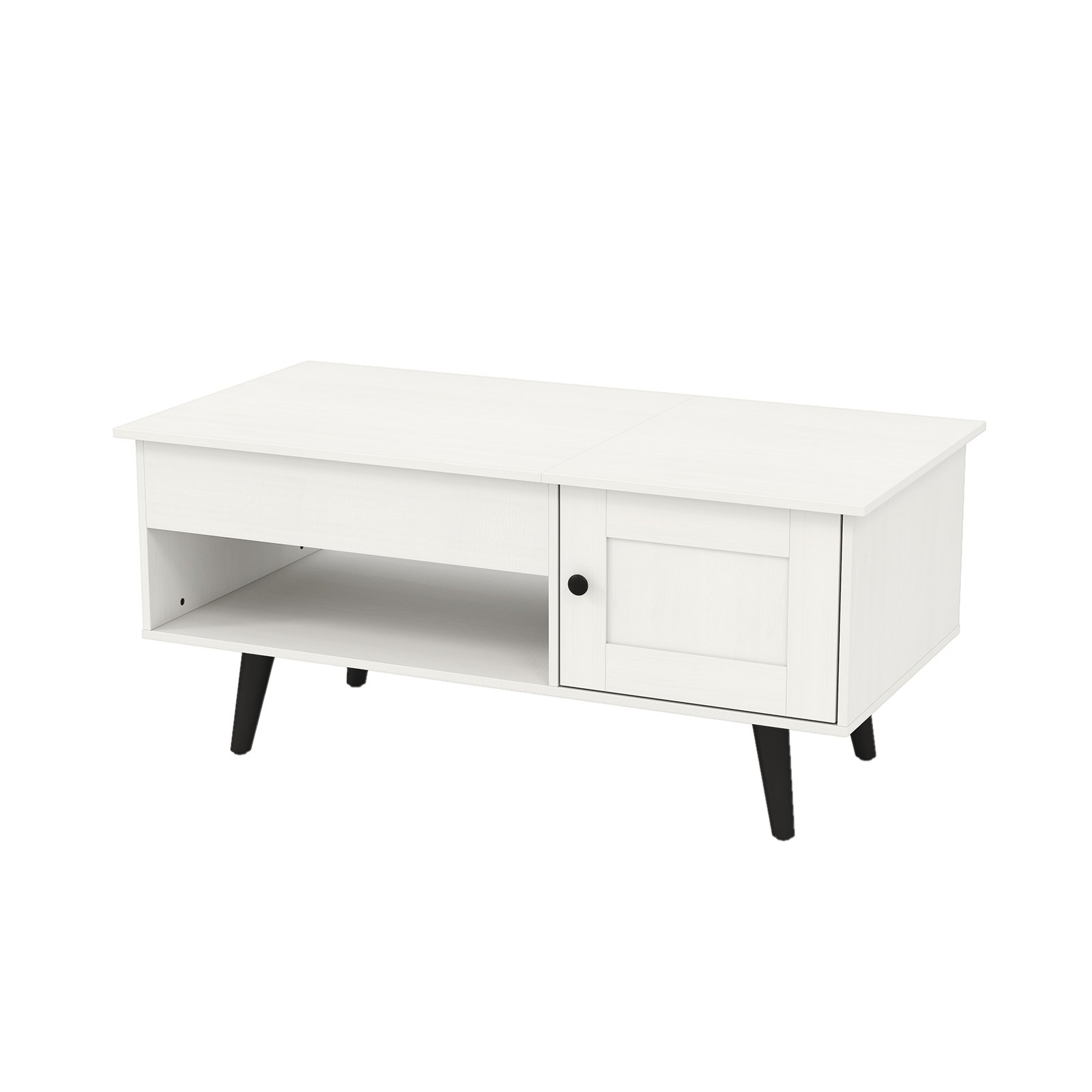 Lift Top Coffee Table with Storage Living Room Table with Hidden Compartment-White - Savings Store