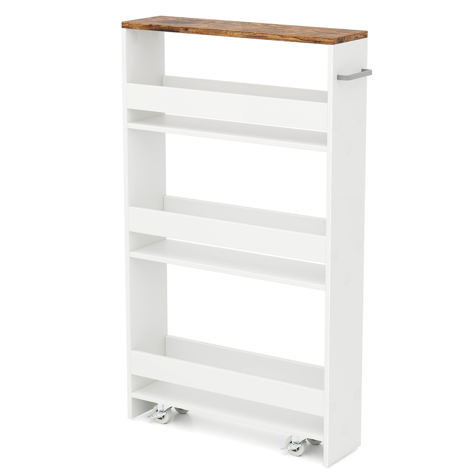 CAIN 4-Tier Slim Storage Cart with Open Shelves and Wheels-Coffee - Savings Store
