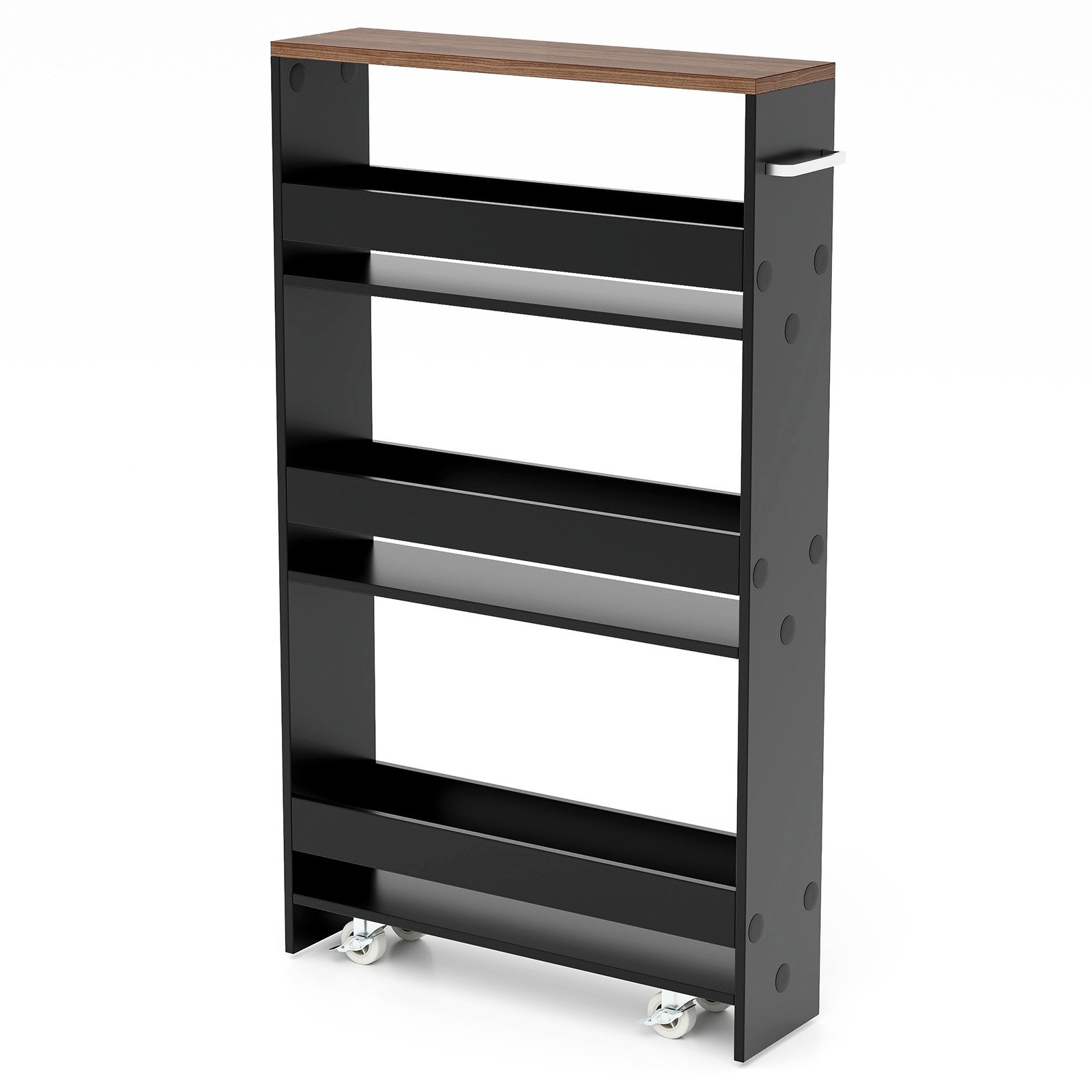 CAIN 4-Tier Slim Storage Cart with Open Shelves and Wheels-Brown - Savings Store