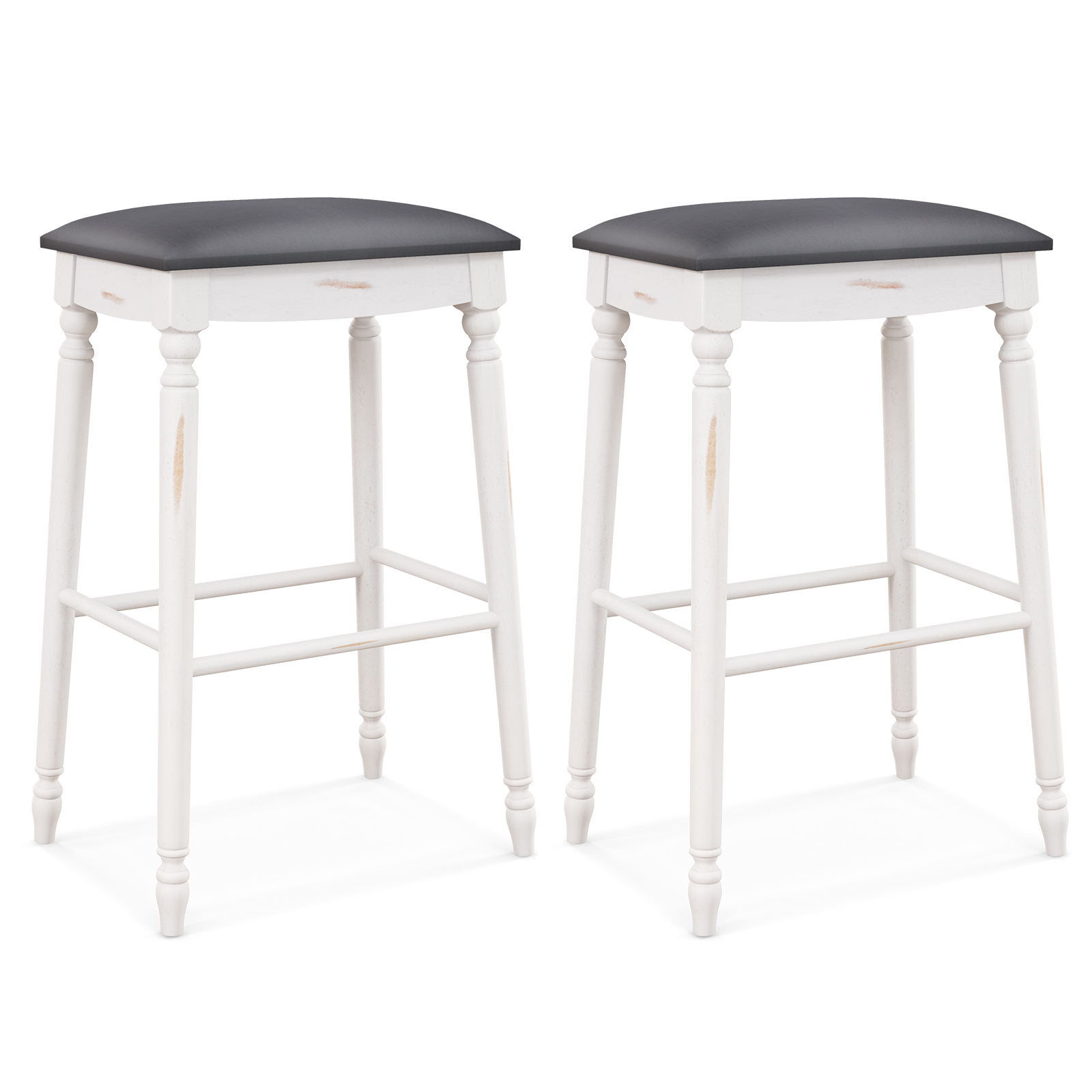 61/74 cm Upholstered Bar Stool Set of 2-74 cm - Savings Store