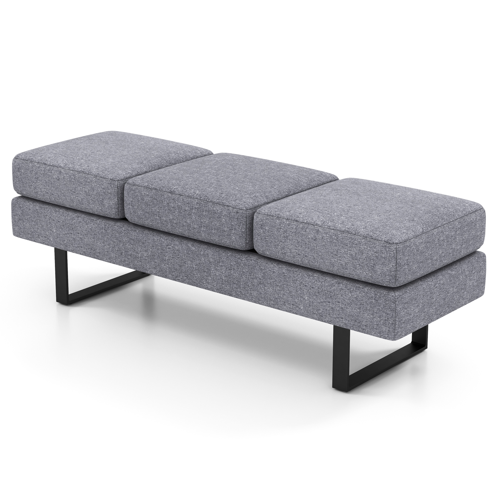 Waiting Room Bench Seating with 3 Seats and Metal Frame Leg-Grey - Savings Store