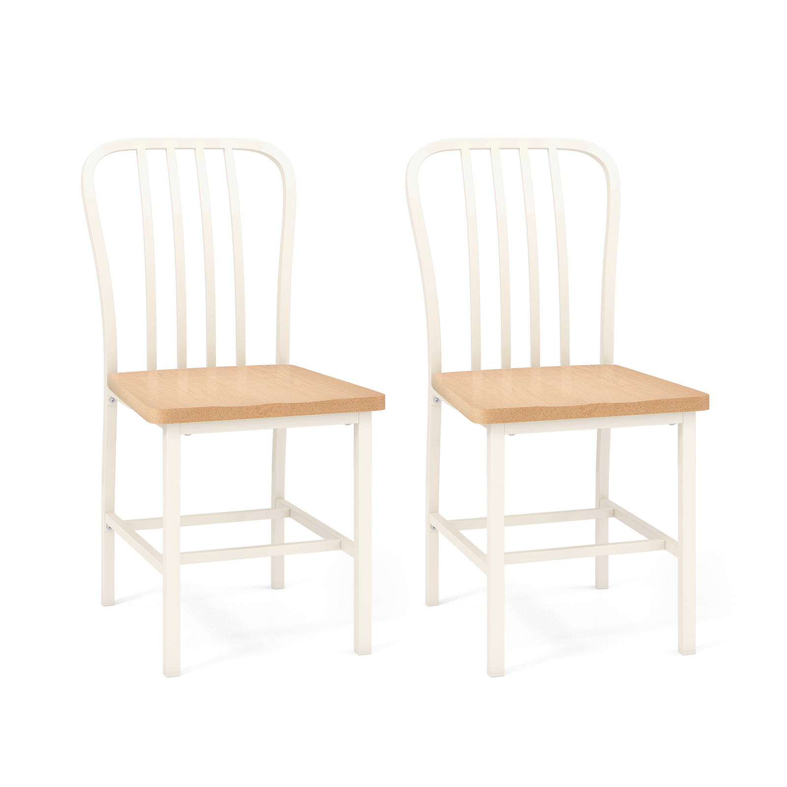 Kitchen Dining Chair Set of 2 with Ergonomic Seat and Footrest-White - Savings Store
