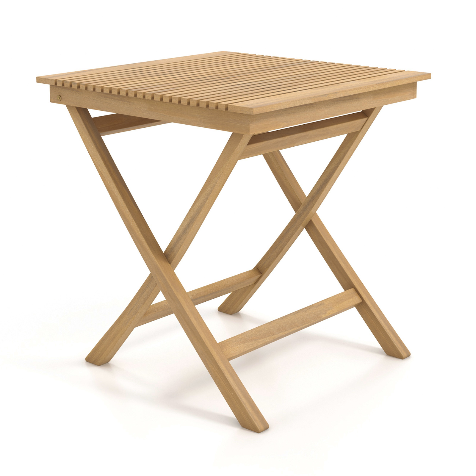70 cm Patio Bistro Table with Slatted Tabletop Sturdy Wood Frame - Savings Store