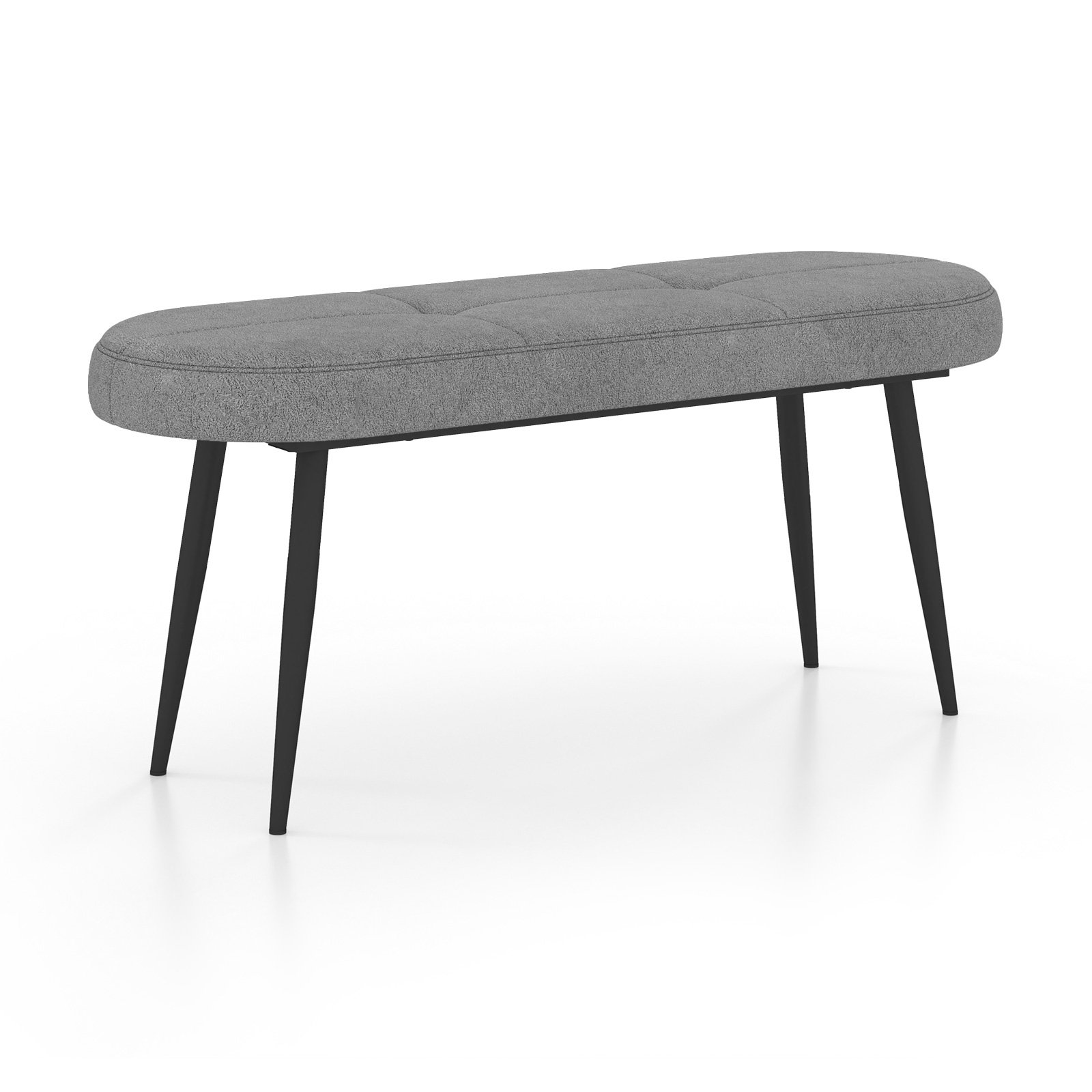 113 cm Ottoman Bench with Sponge Padded Cushion for Entryway Living Room Foyer-Grey - Savings Store