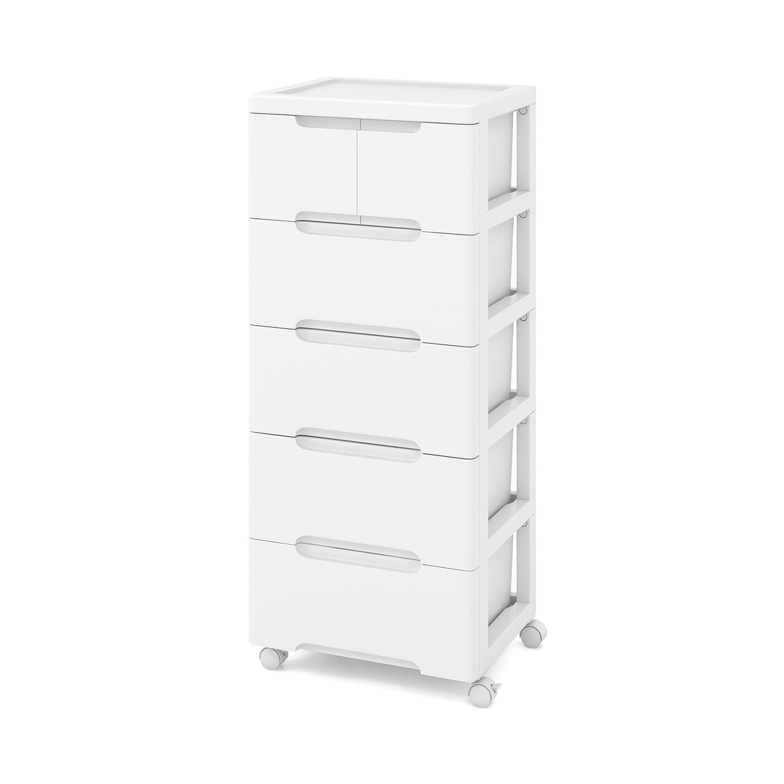 JULIAN White Chest of Drawers - Tallboy, Small-sized, 5 Drawers - Savings Store