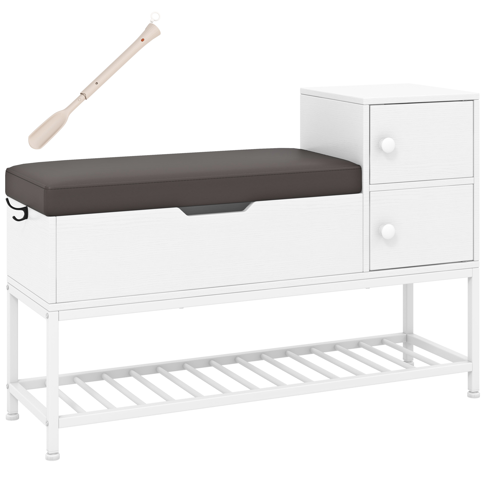 ANFIOV Shoe Entryway Bench with Flip Top Box and 2 Door Cabinets-White - Savings Store