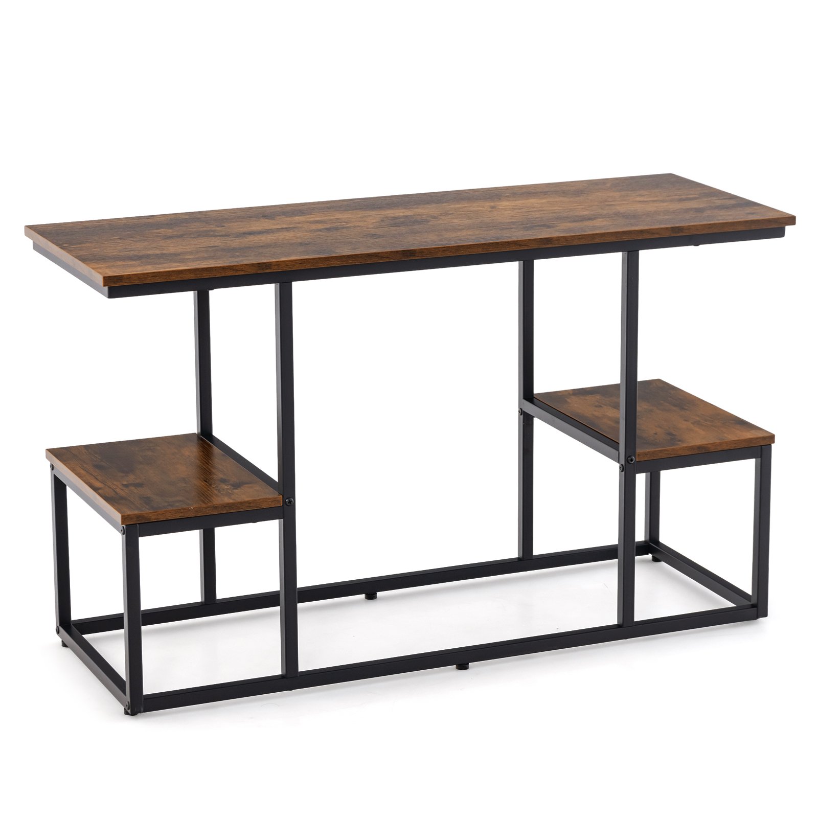 TV Stand - Rustic TV Console Table Industrial Sofa Table with Open Storage Shelves-Rustic Brown - Savings Store