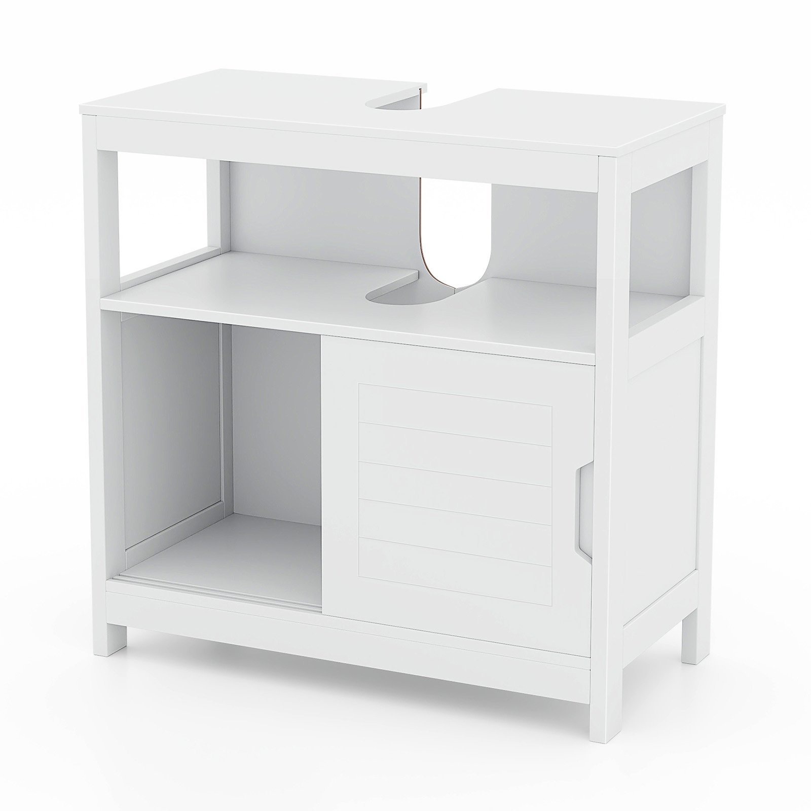 Bathroom Cabinet - Bathroom Sink Cupboard Under Sink Vanity Cabinet with Sliding Doors-White - Savings Store