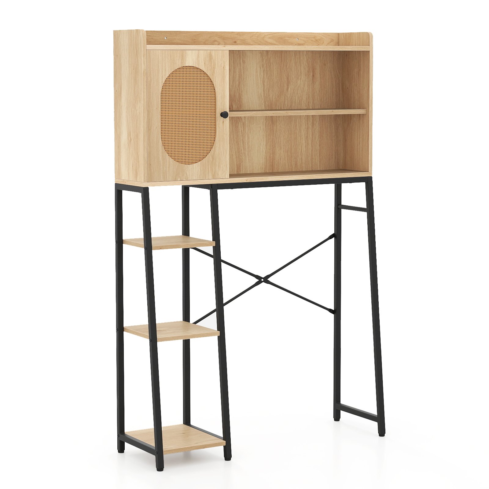 Over The Toilet Storage Cabinet with Sturdy Metal Frame and Adjustable Shelf-Natural - Savings Store