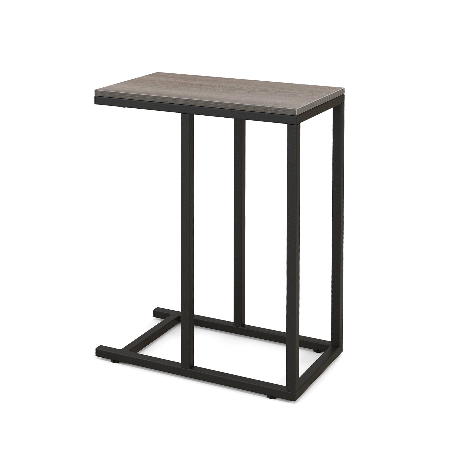 Side Table - C-Shaped End Table for Couch and Bed with Metal Frame-Grey - Savings Store