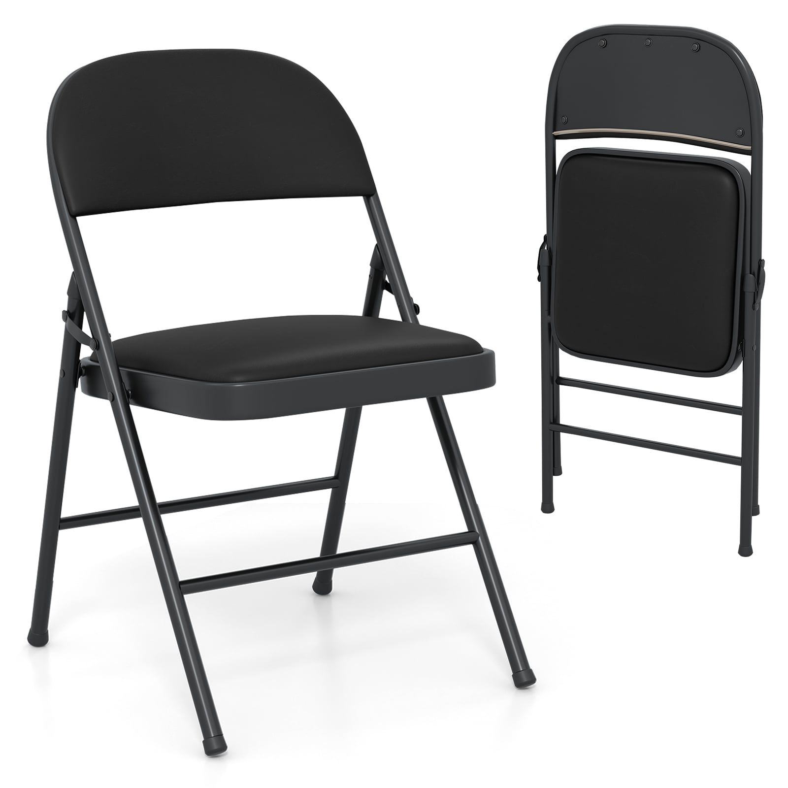 XVION Padded Party Chairs with Metal Frame for Indoor Outdoor Use-Black - Savings Store