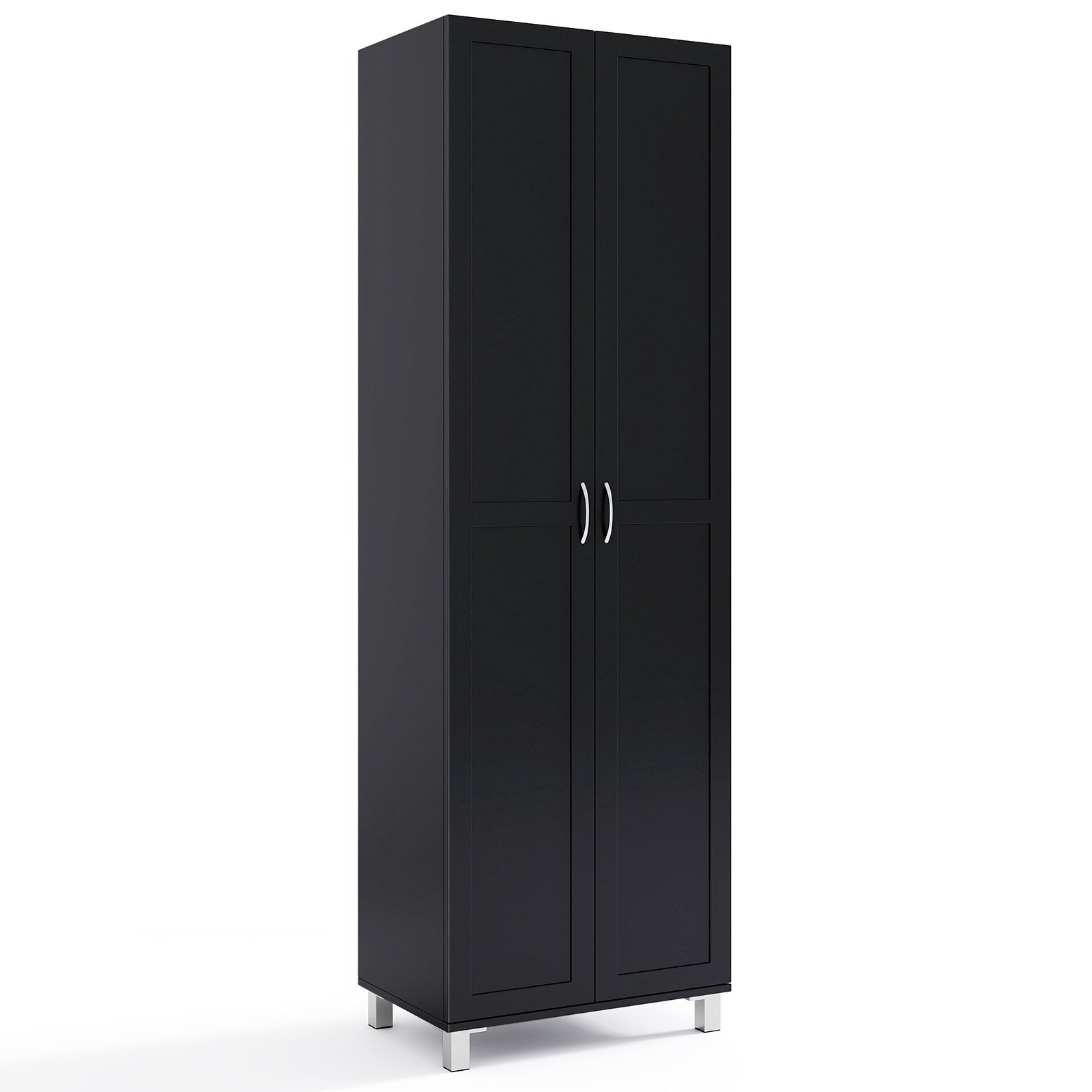 VARI Double Door Tall Storage Cabinet with Adjustable Shelf and Anti-tilt Design-Black - Savings Store