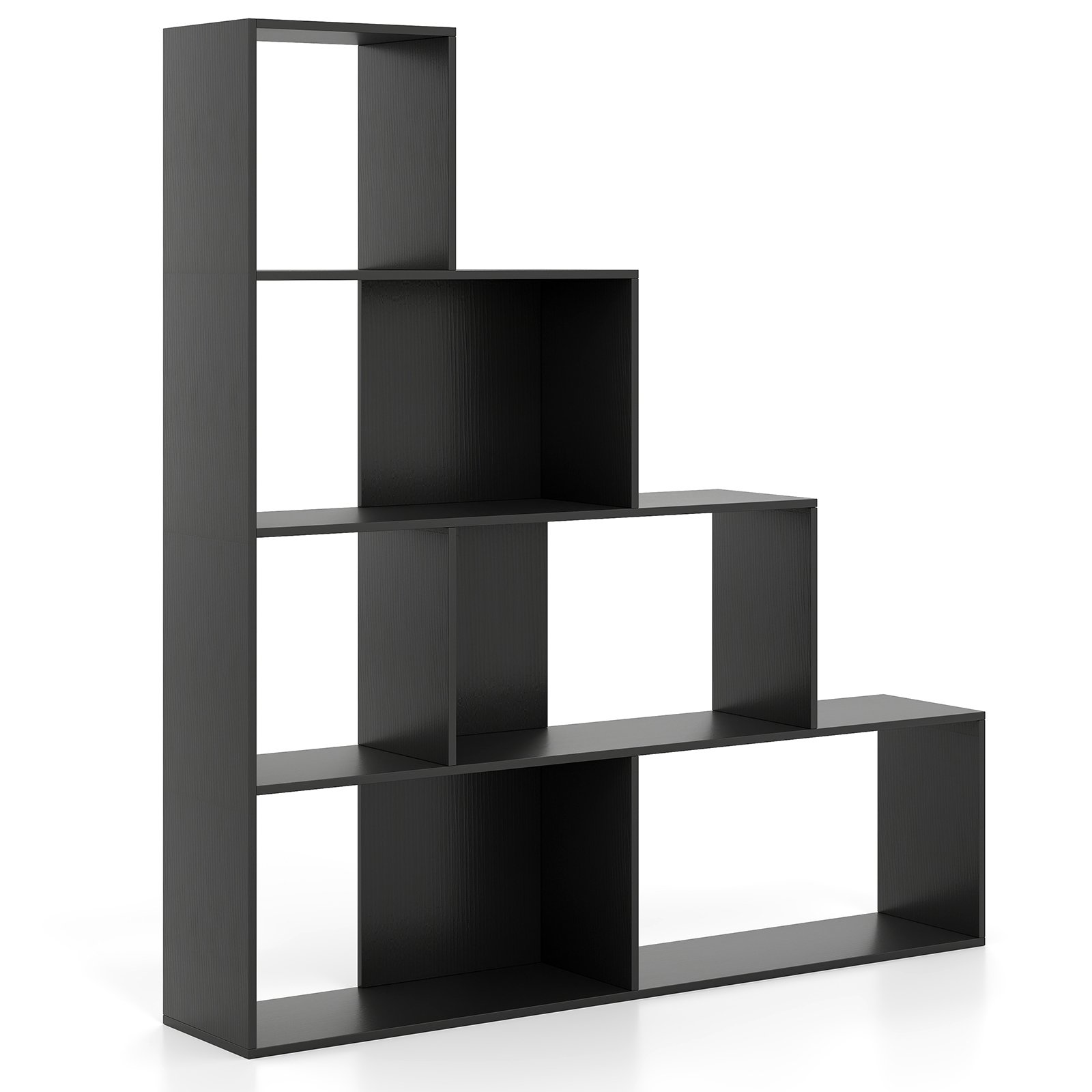 ELVRANNE 4-Tier Stepped Bookshelf Modern Ladder Bookcase with 6 Storage Cubes-Black - Savings Store