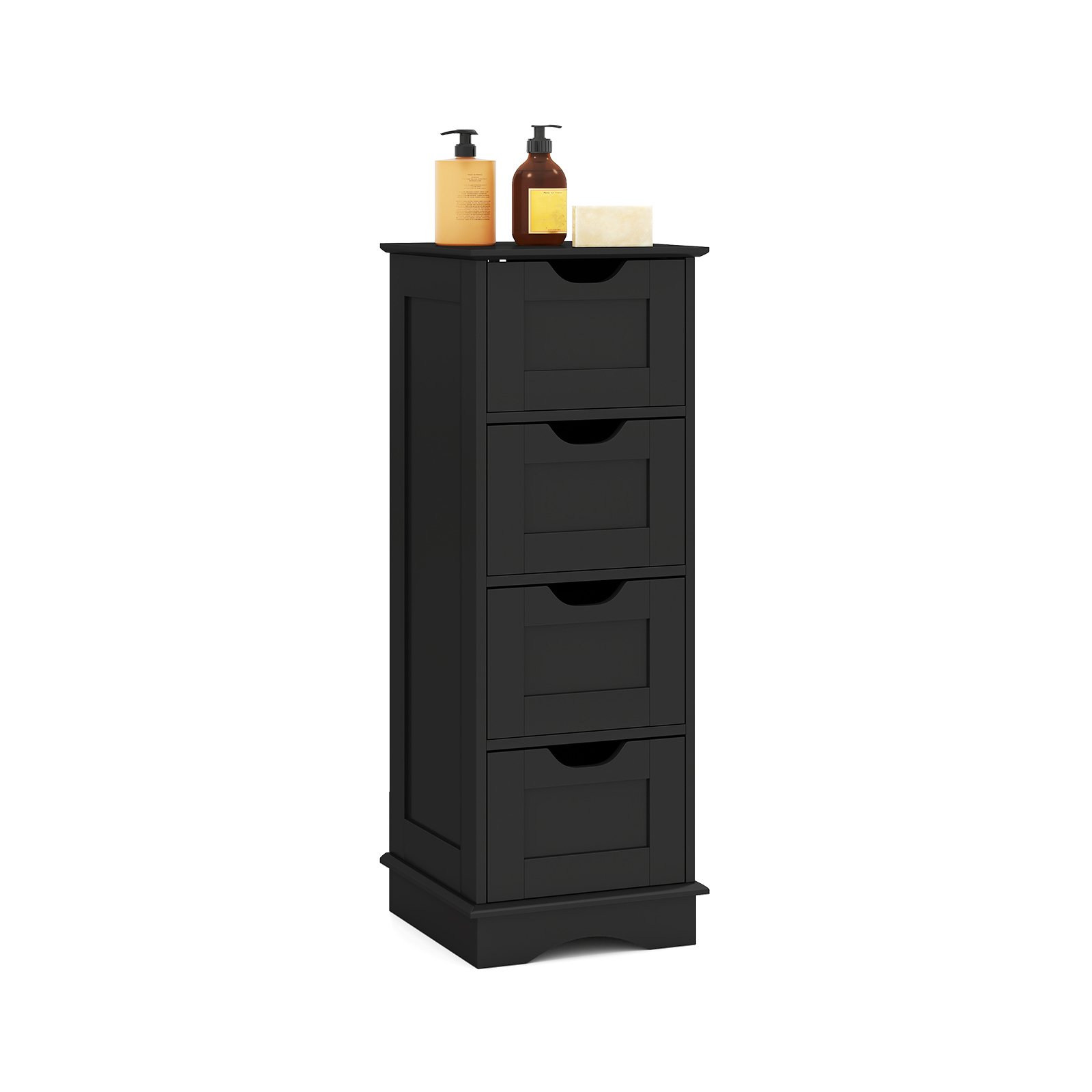 ULDA 4-Drawer Bathroom Cabinet Narrow Floor Standing Cabinet-Black - Savings Store