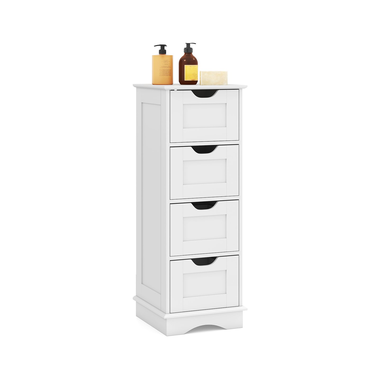 ULDA 4-Drawer Bathroom Cabinet Narrow Floor Standing Cabinet-White - Savings Store