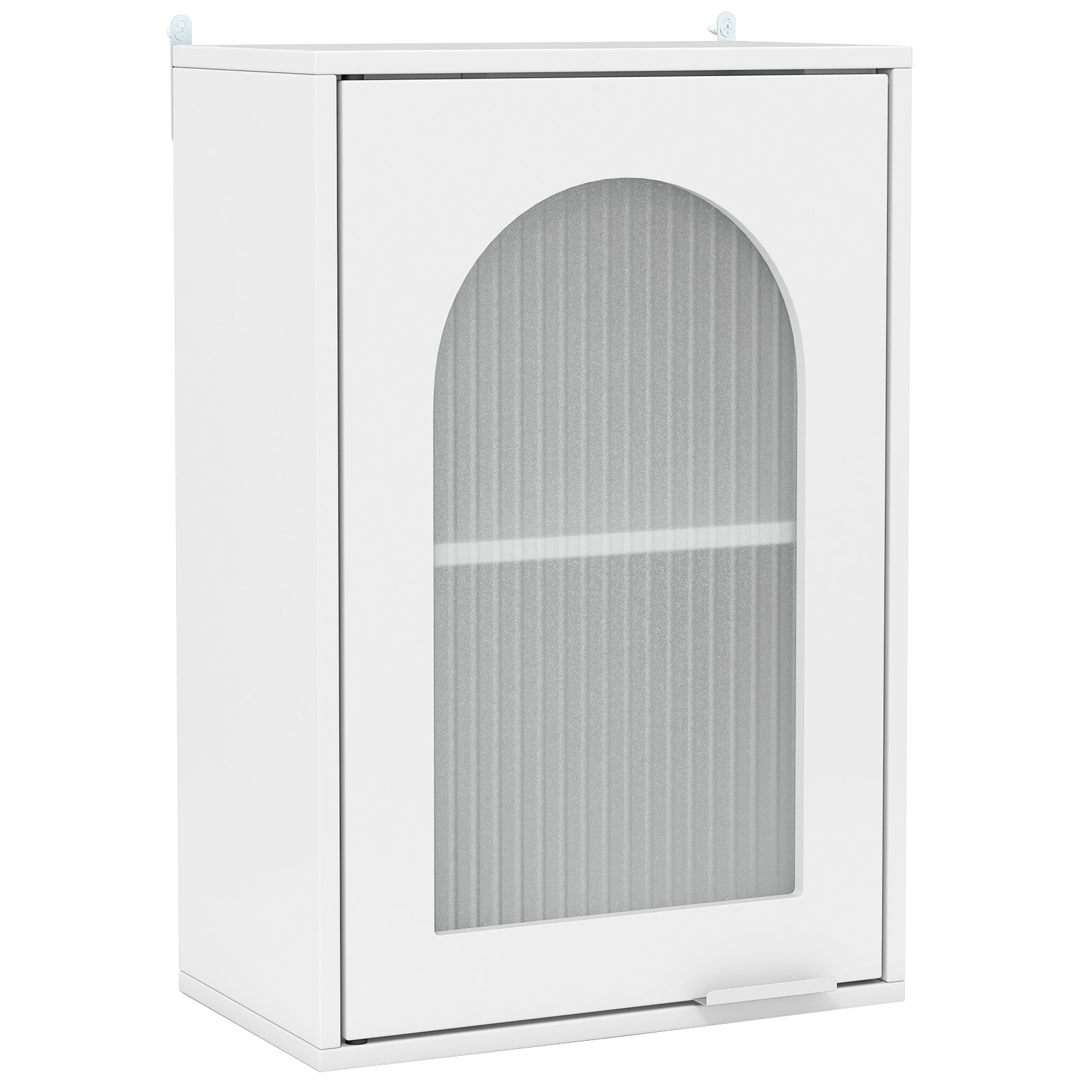 Bathroom Wall Cabinet with Tempered Glass Door and Adjustable Shelf-White - Savings Store