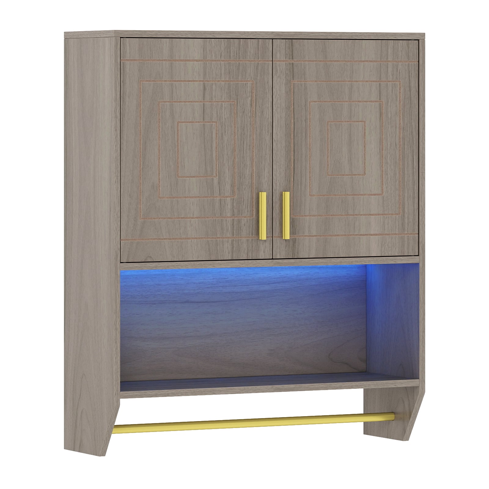 LUMOR Wall Cabinet Over Toilet with LED Lights-Grey - Savings Store