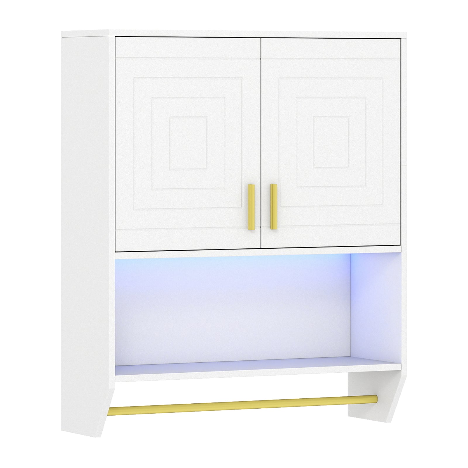 LUMOR Wall Cabinet Over Toilet with LED Lights-White - Savings Store