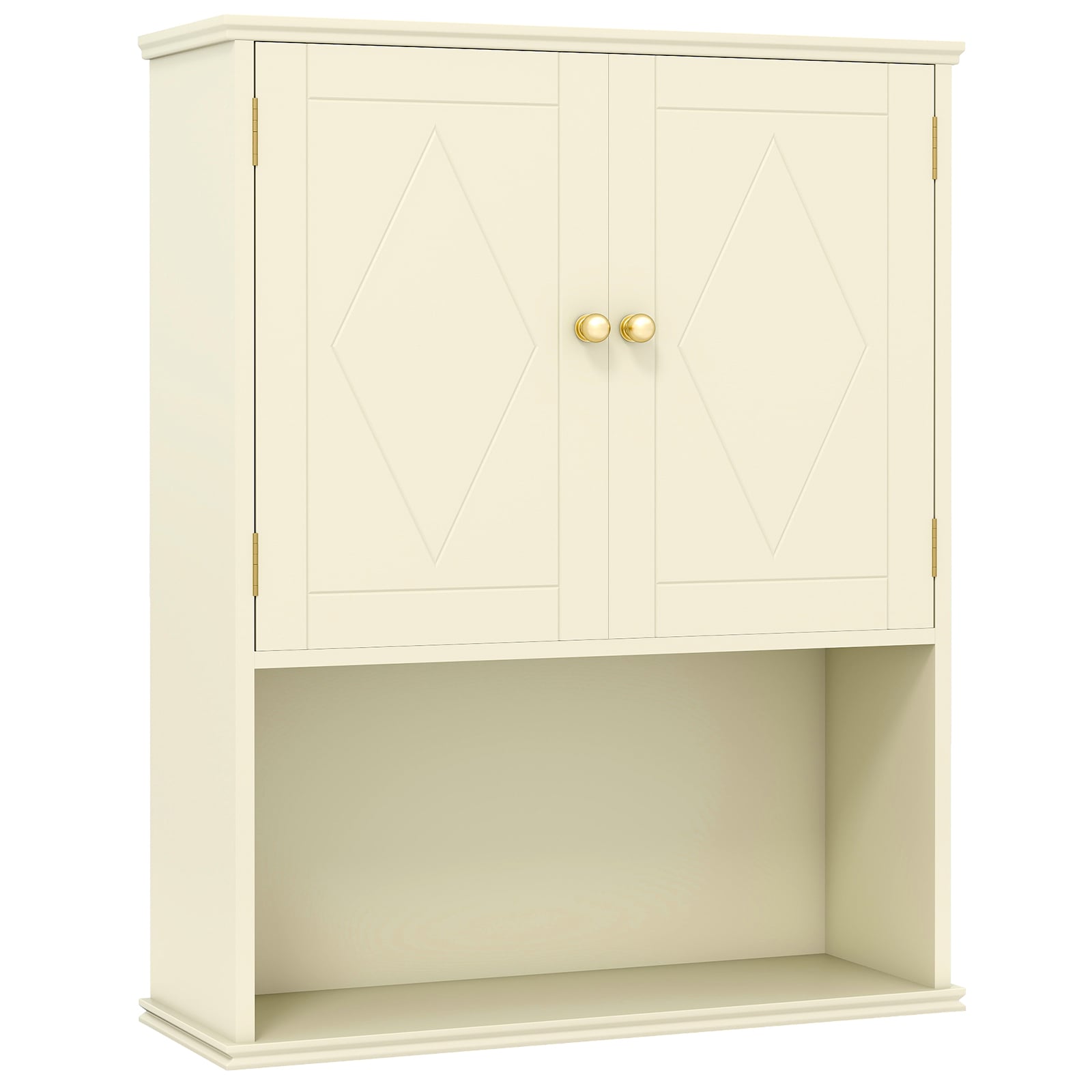 GARWYNNE Bathroom Wall Cabinet with Open Shelf and Adjustable Shelf-Beige - Savings Store
