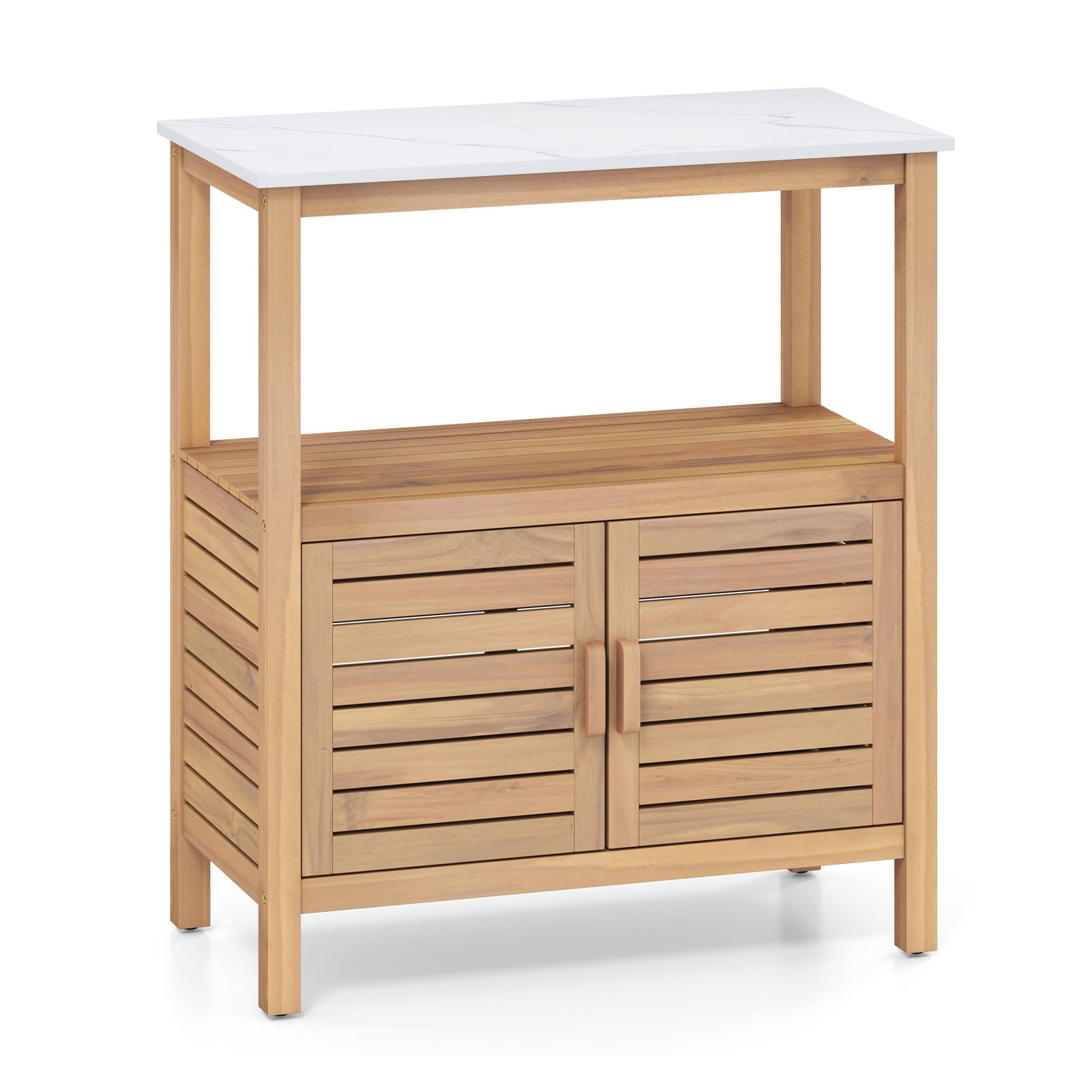 Outdoor Potting Bench with Resin Tabletop and Storage Shelf - Savings Store