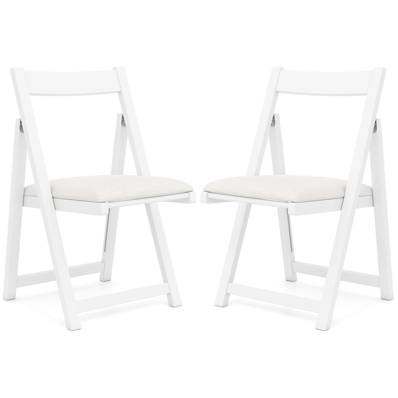 NEVEZO Foldable Dining Chair Set of 2 with Padded Seat and Curved Backrest-White - Savings Store