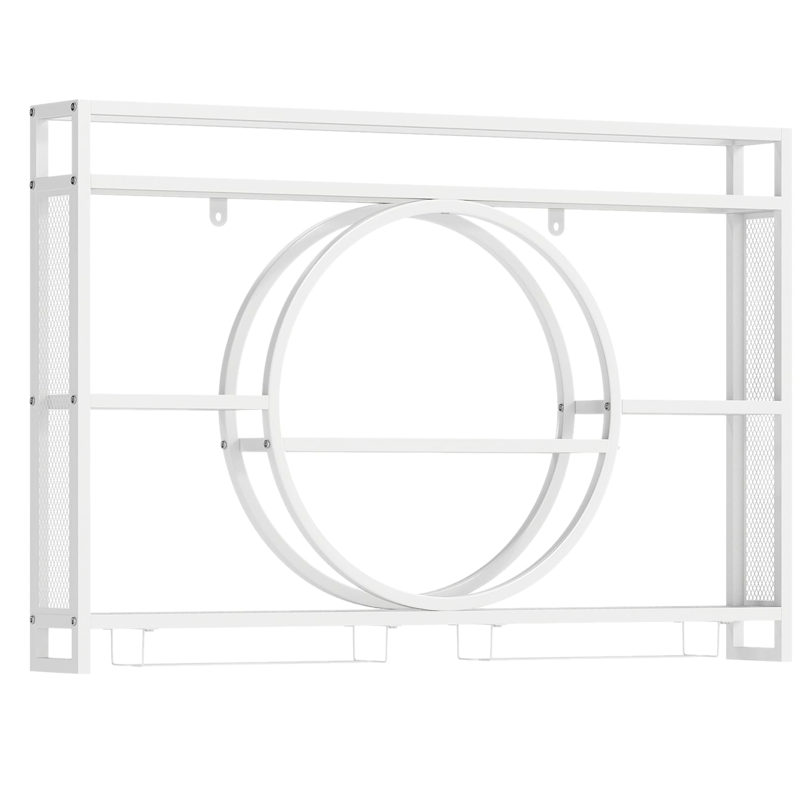 UVENA Wall Mounted Wine Rack 5-Tier with Glass Holder-White - Savings Store