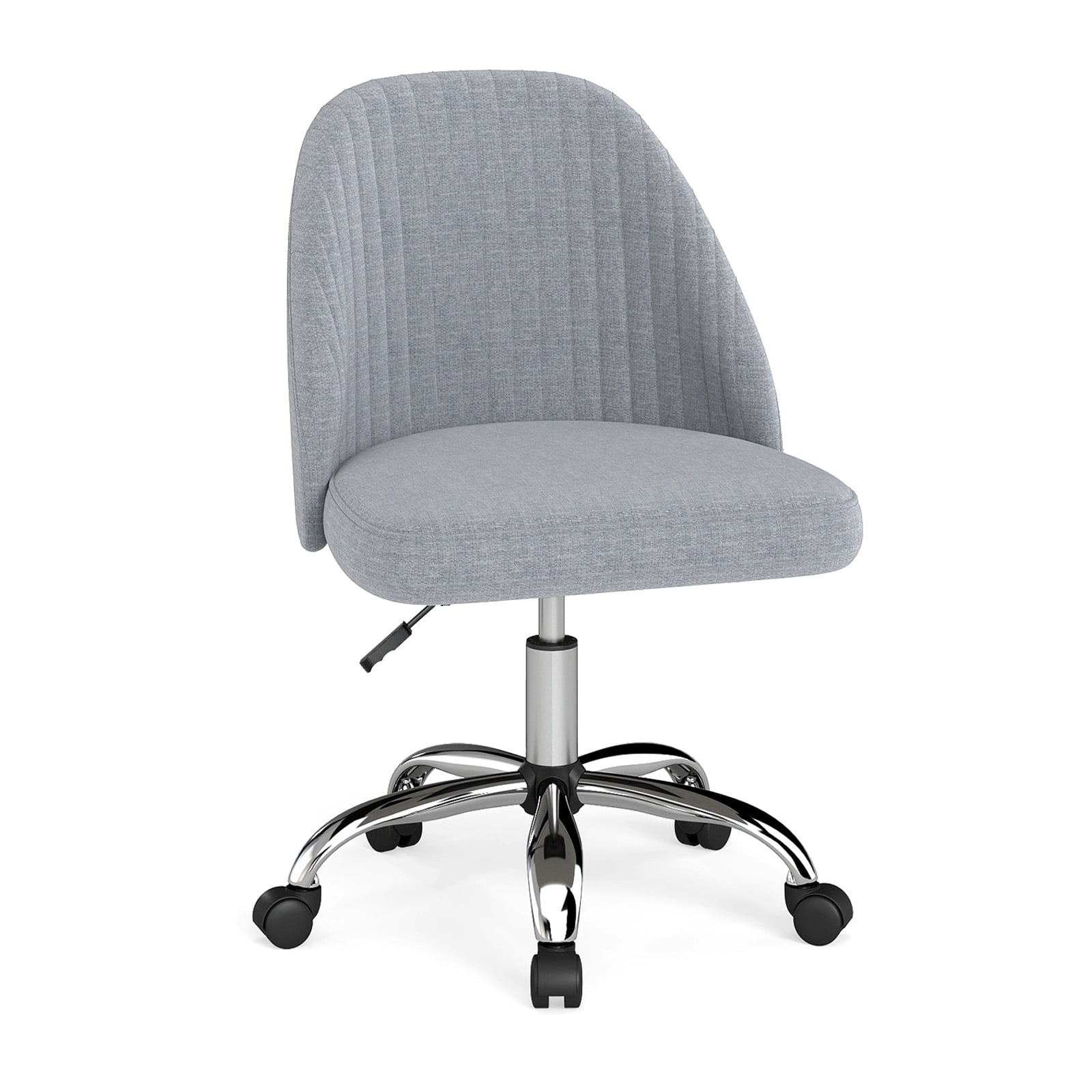 KAVOR Modern Armless Office Chair with Curved Backrest and Upholstered Seat-Grey - Savings Store