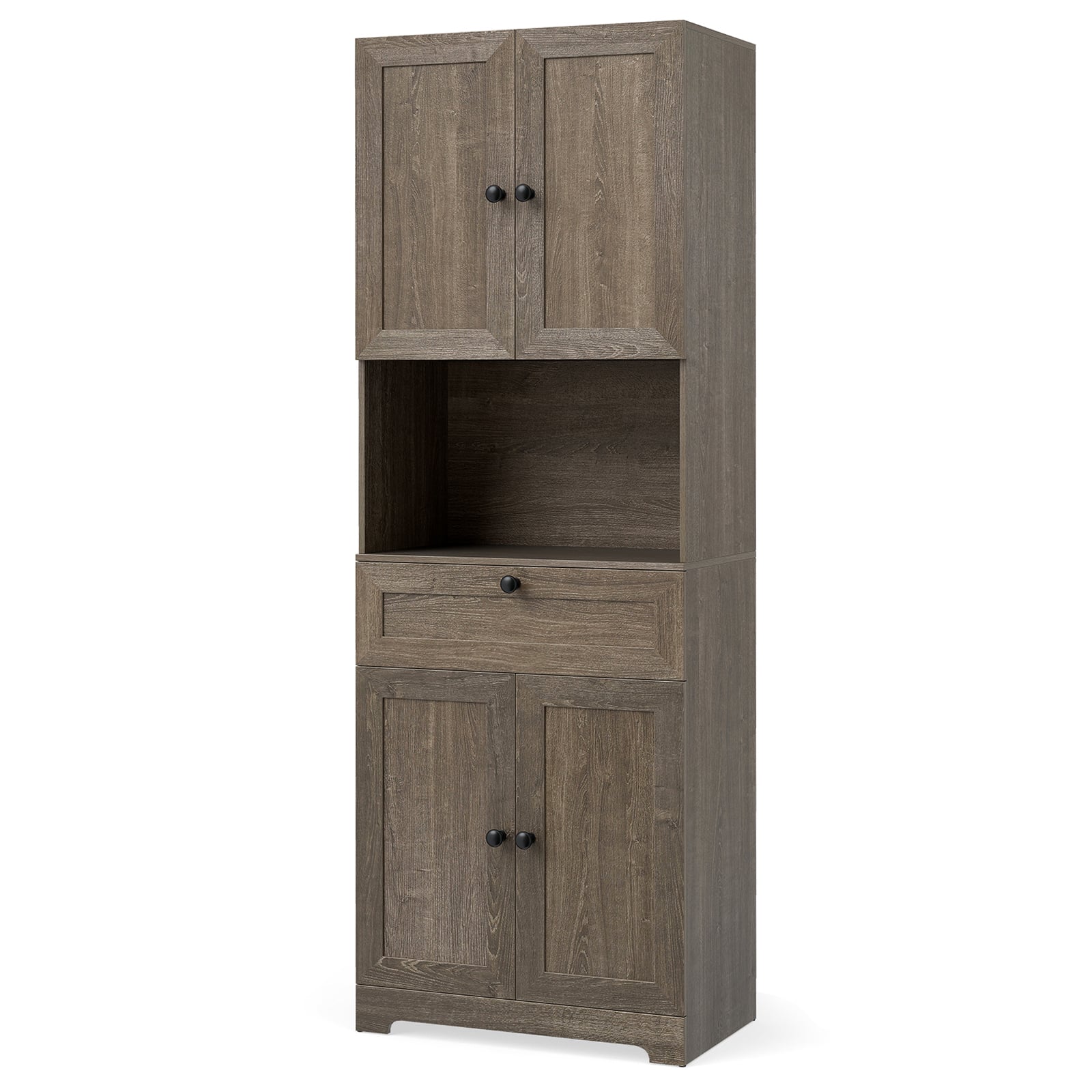 CIREL Tall Bathroom Cabinet with 4 Doors & Drawer-Grey - Savings Store
