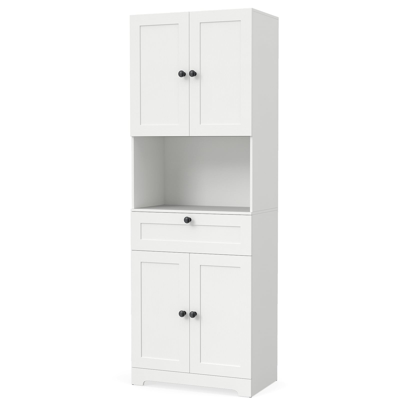 CIREL Tall Bathroom Cabinet with 4 Doors & Drawer-White - Savings Store